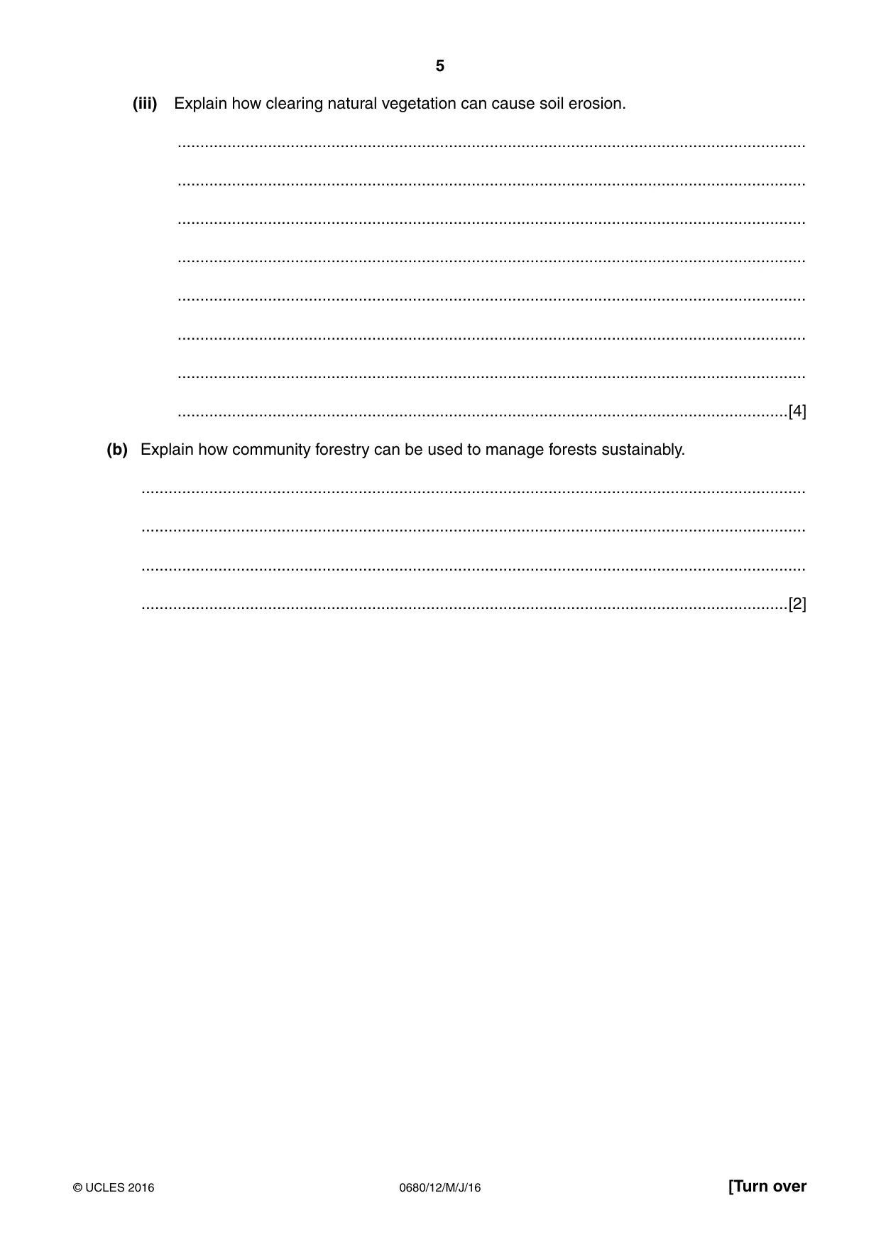 Cambridge IGCSE Environmental Management 0680 2016 May/June Paper 1 · Variant 2 question paper, page 5 of 16