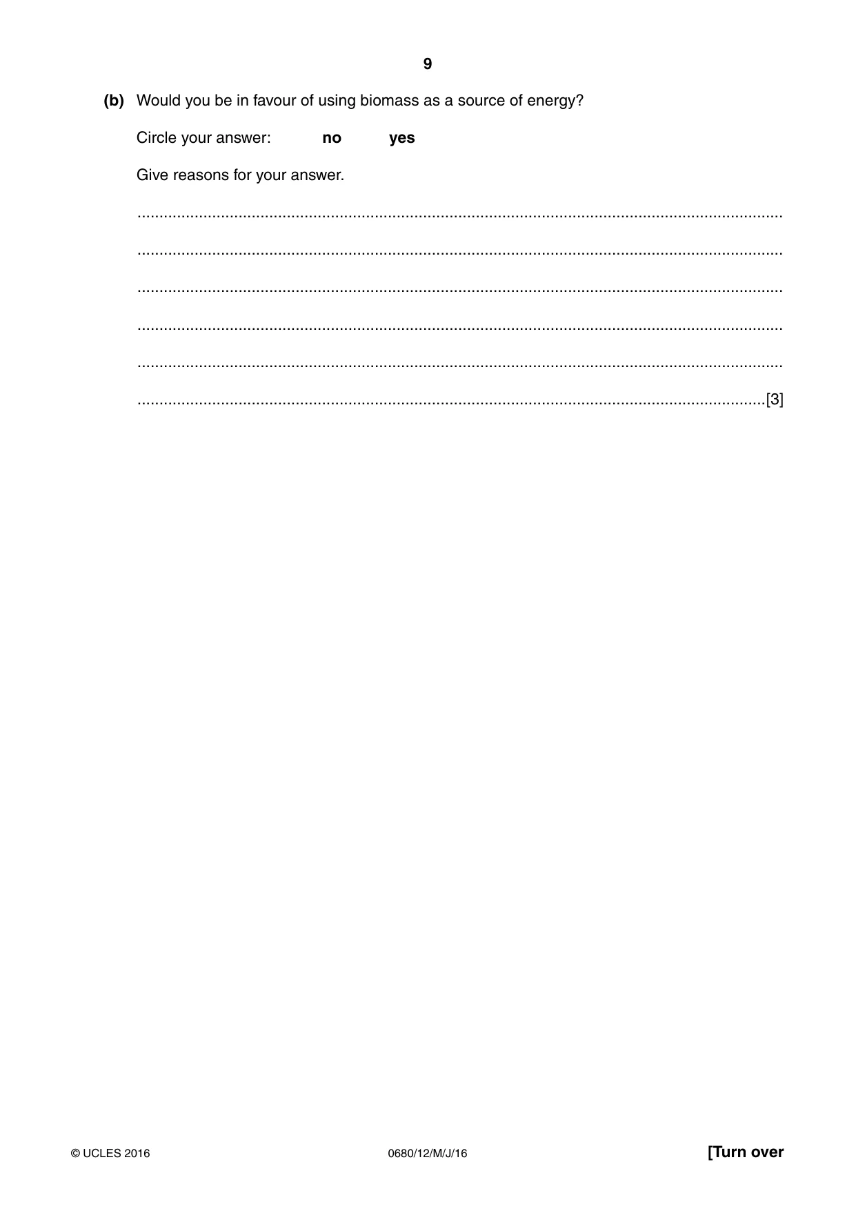 Cambridge IGCSE Environmental Management 0680 2016 May/June Paper 1 · Variant 2 question paper, page 9 of 16