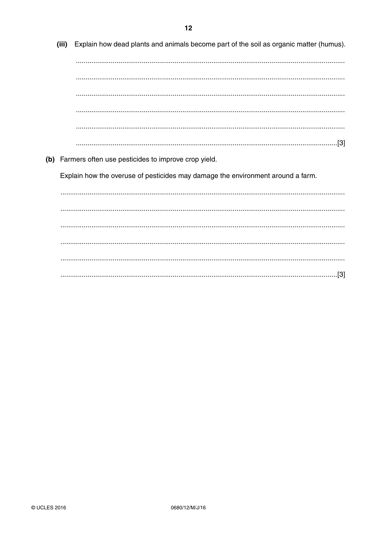 Cambridge IGCSE Environmental Management 0680 2016 May/June Paper 1 · Variant 2 question paper, page 12 of 16