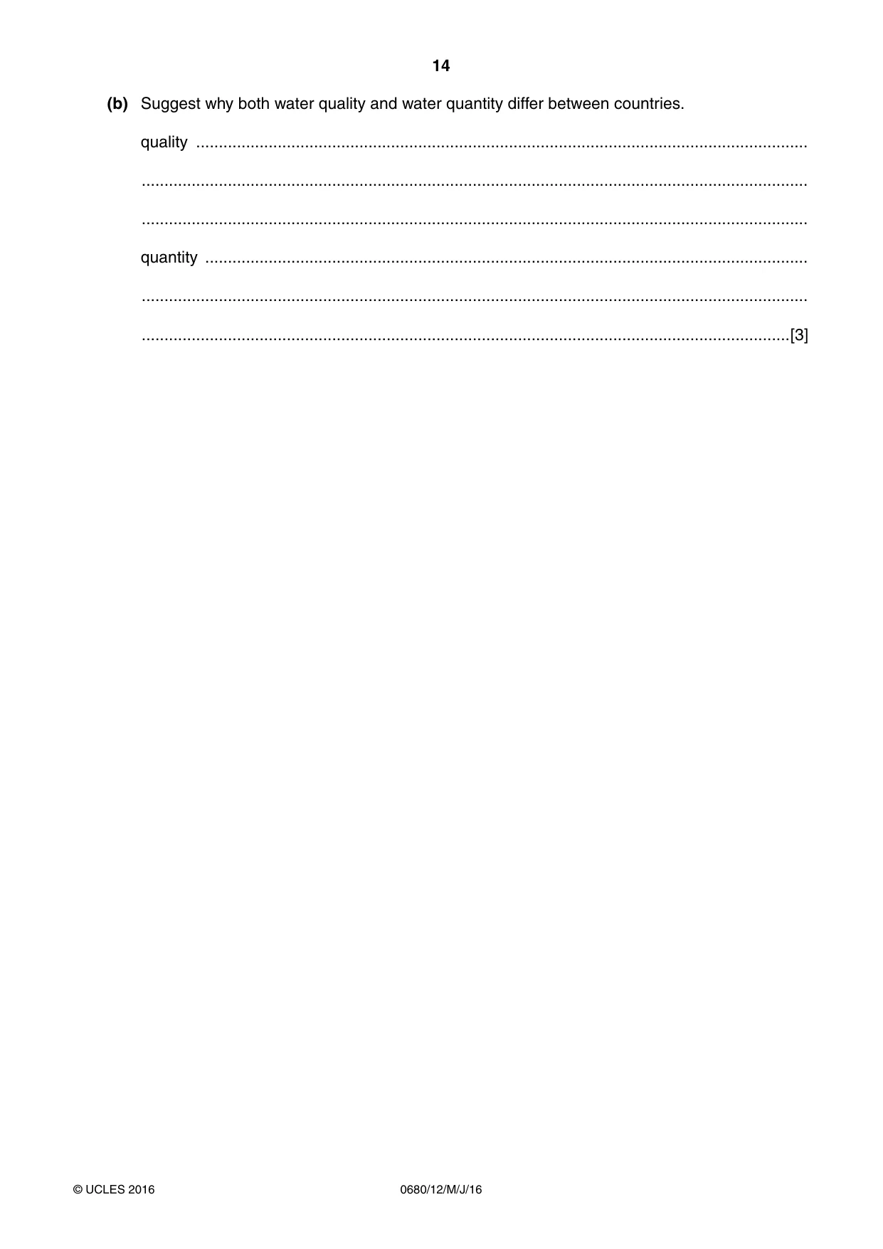 Cambridge IGCSE Environmental Management 0680 2016 May/June Paper 1 · Variant 2 question paper, page 14 of 16