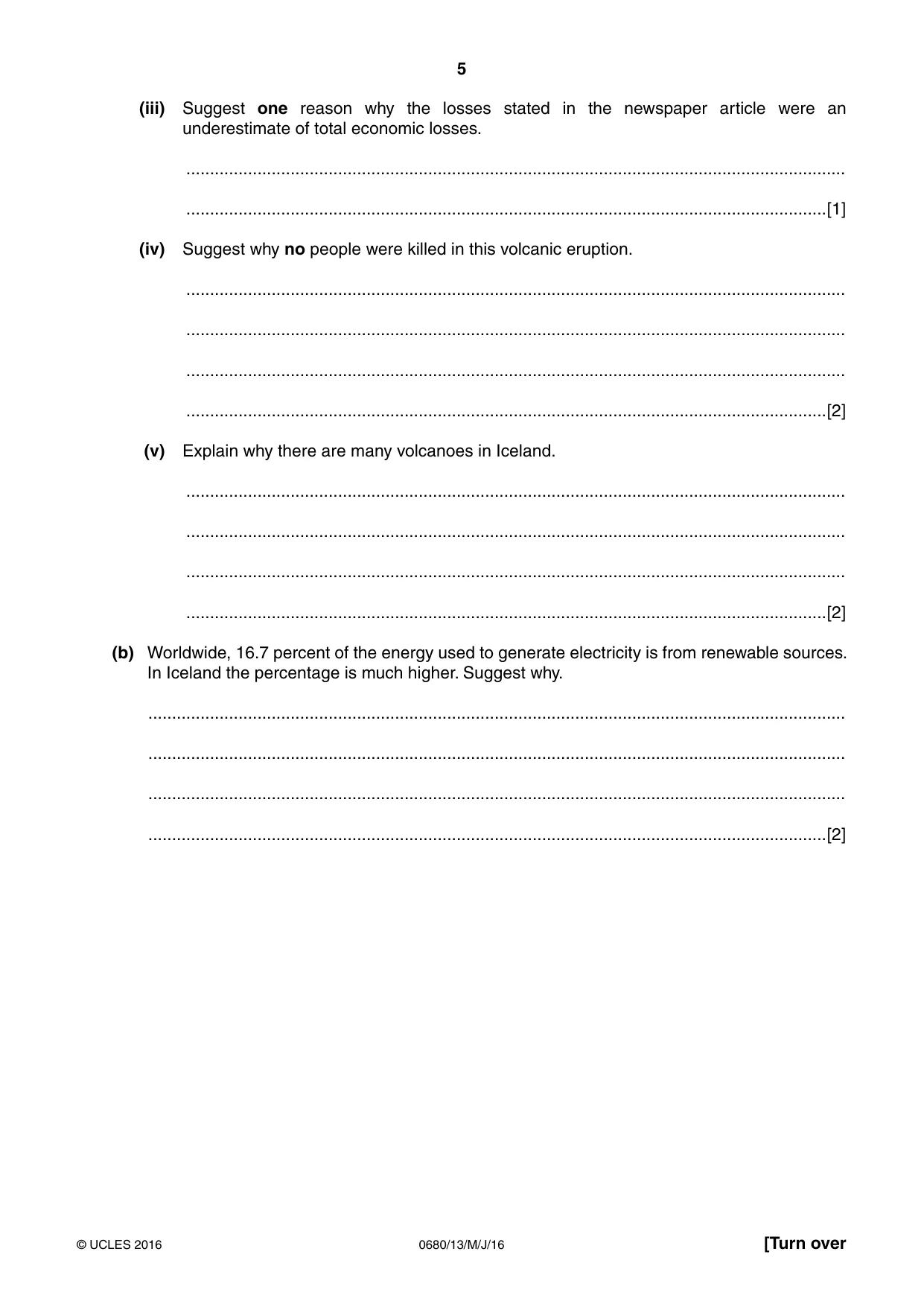 Cambridge IGCSE Environmental Management 0680 2016 May/June Paper 1 · Variant 3 question paper, page 5 of 16