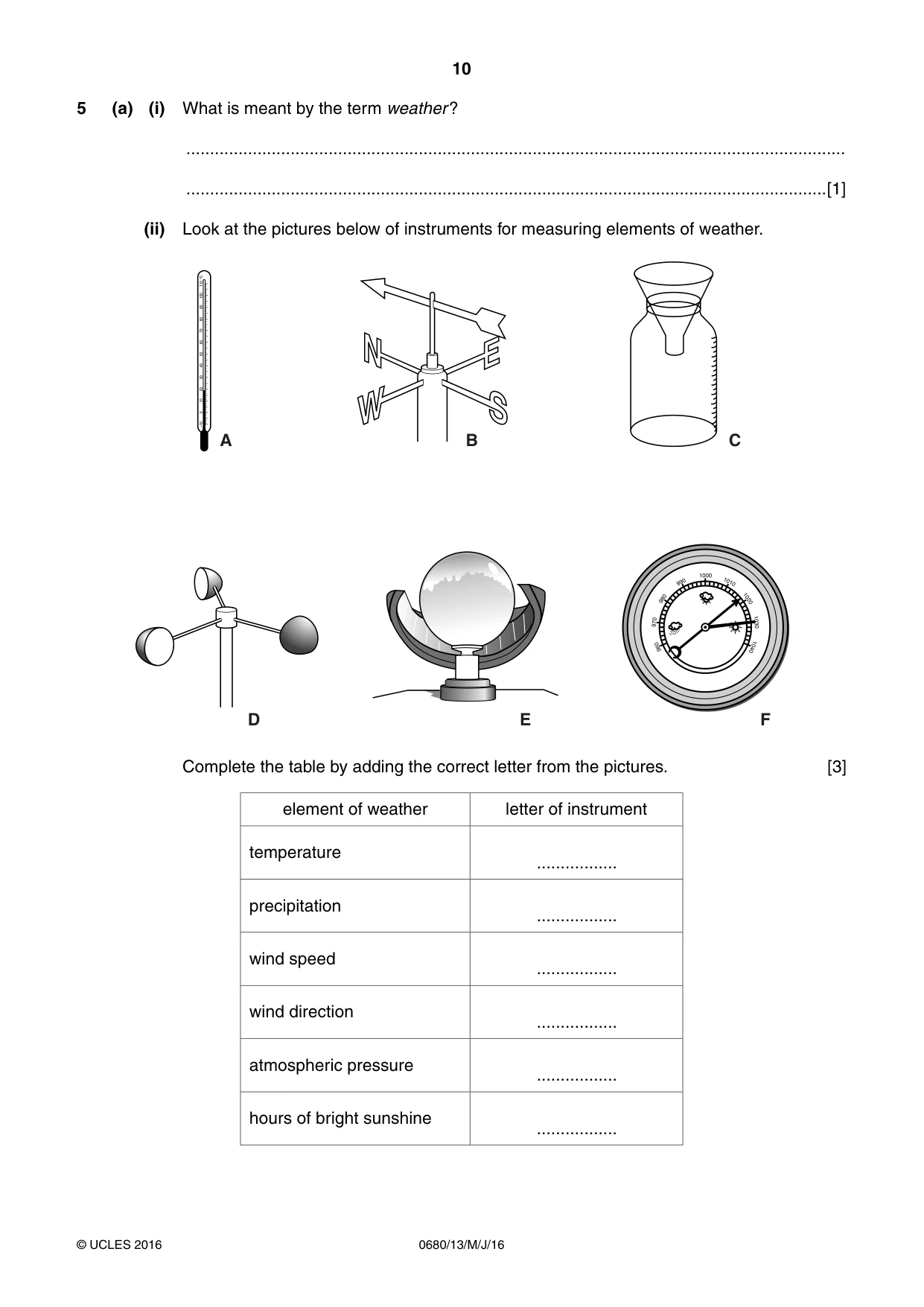 Cambridge IGCSE Environmental Management 0680 2016 May/June Paper 1 · Variant 3 question paper, page 10 of 16