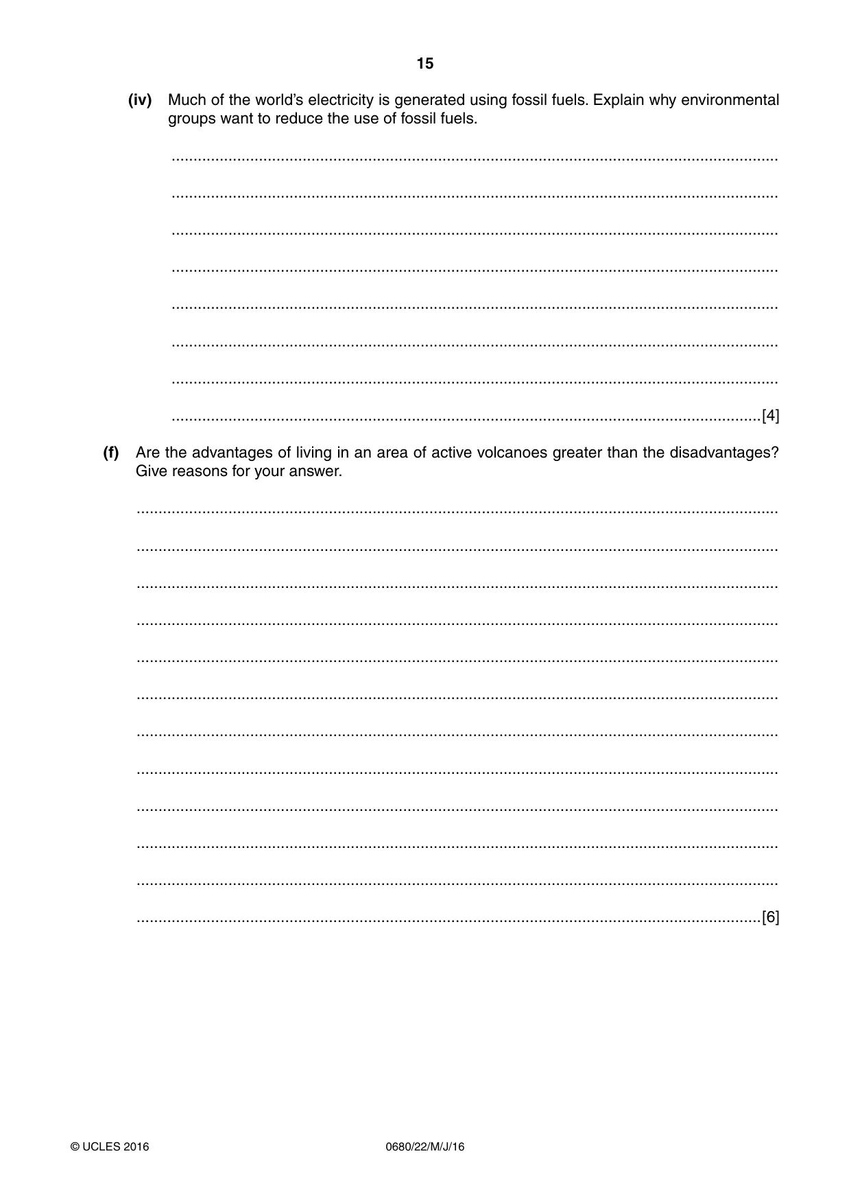 Cambridge IGCSE Environmental Management 0680 2016 May/June Paper 2 · Variant 2 question paper, page 15 of 16