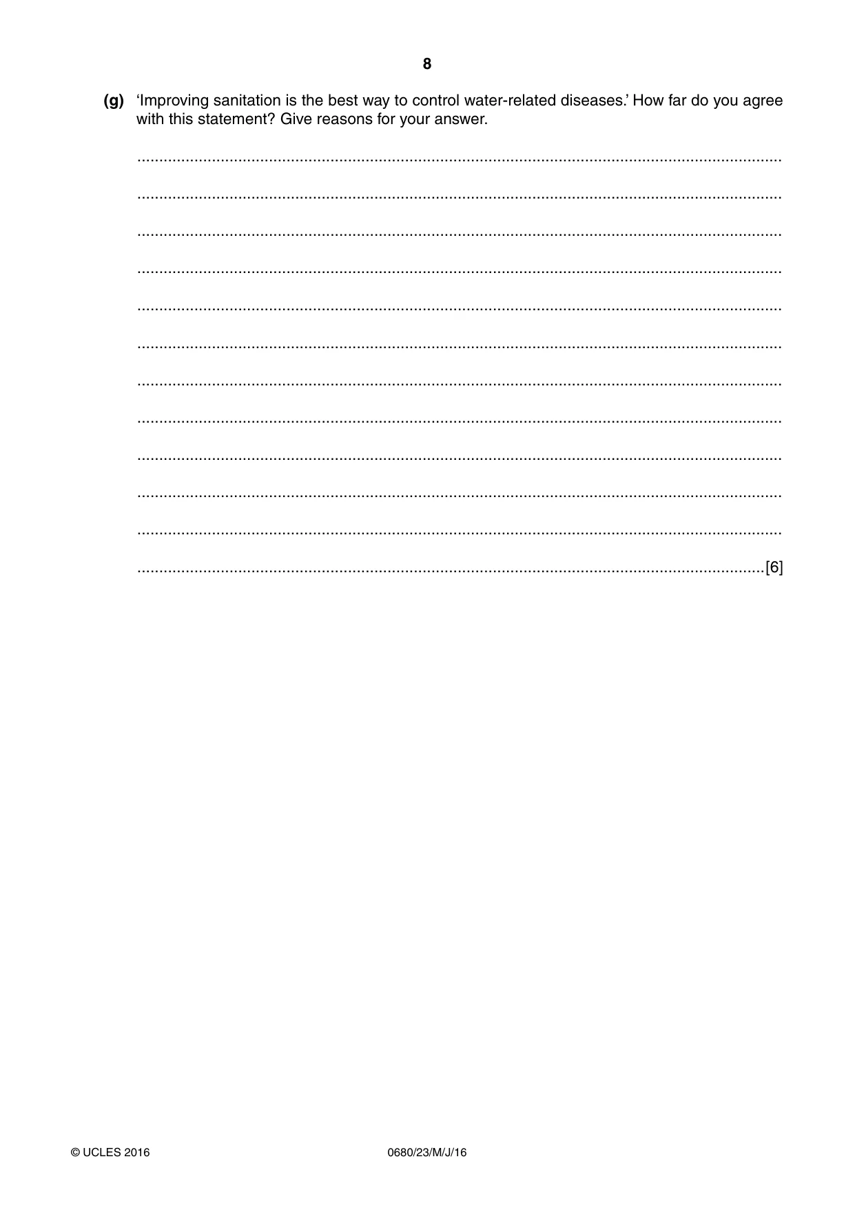 Cambridge IGCSE Environmental Management 0680 2016 May/June Paper 2 · Variant 3 question paper, page 8 of 16