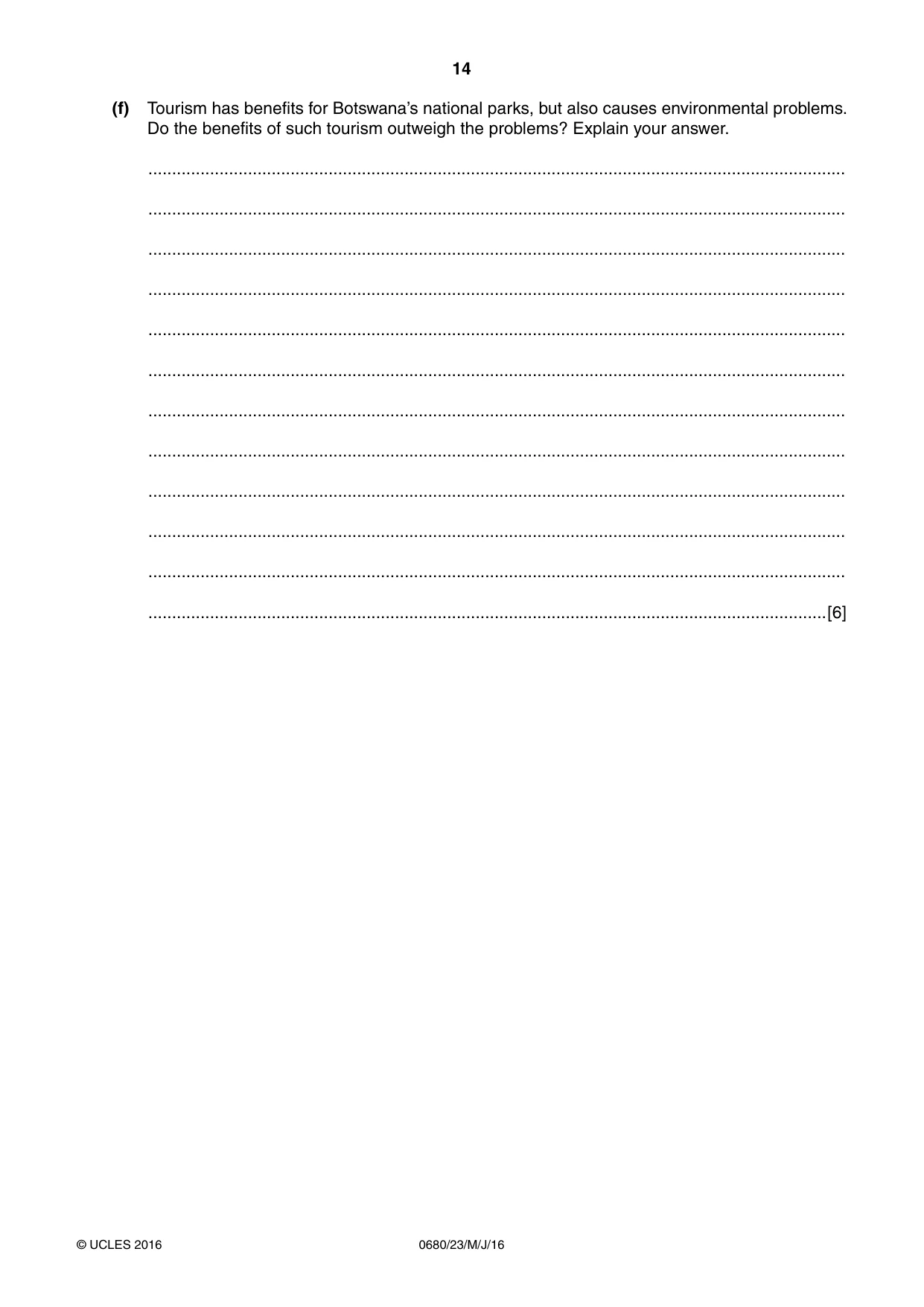 Cambridge IGCSE Environmental Management 0680 2016 May/June Paper 2 · Variant 3 question paper, page 14 of 16