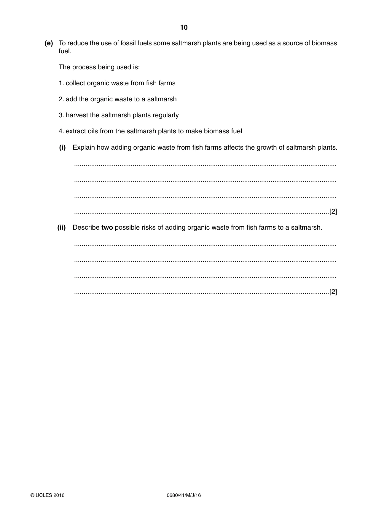 Cambridge IGCSE Environmental Management 0680 2016 May/June Paper 4 · Variant 1 question paper, page 10 of 20
