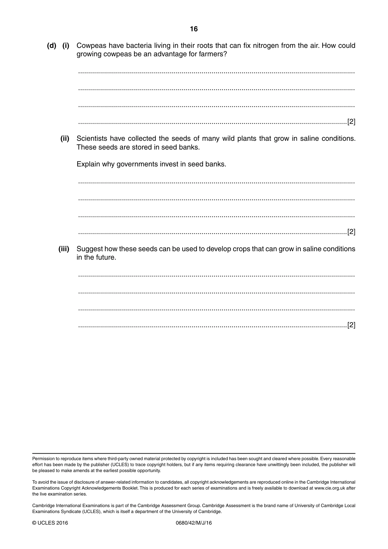 Cambridge IGCSE Environmental Management 0680 2016 May/June Paper 4 · Variant 2 question paper, page 16 of 16