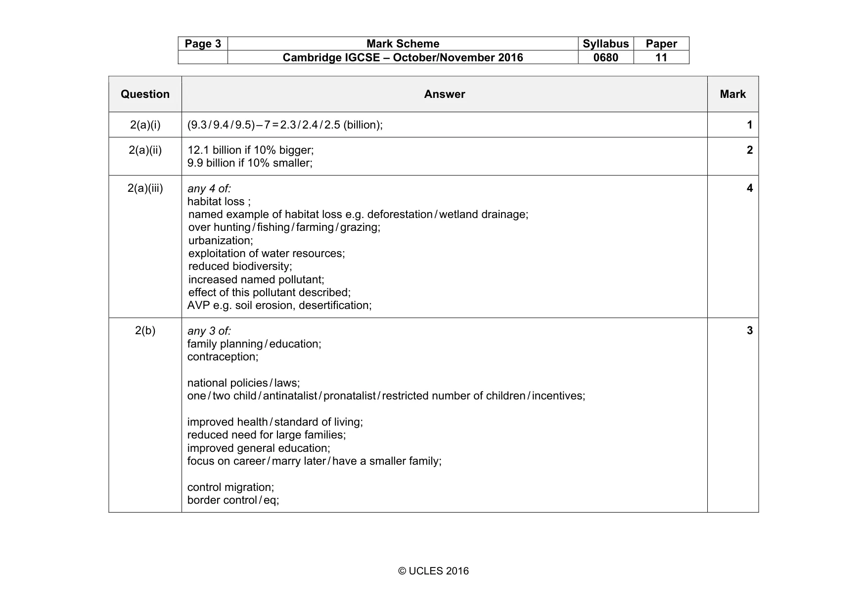 Mark scheme, page 3 of 7