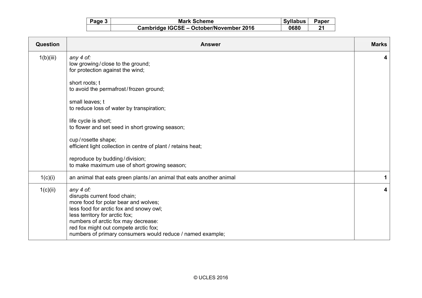 Mark scheme, page 3 of 9