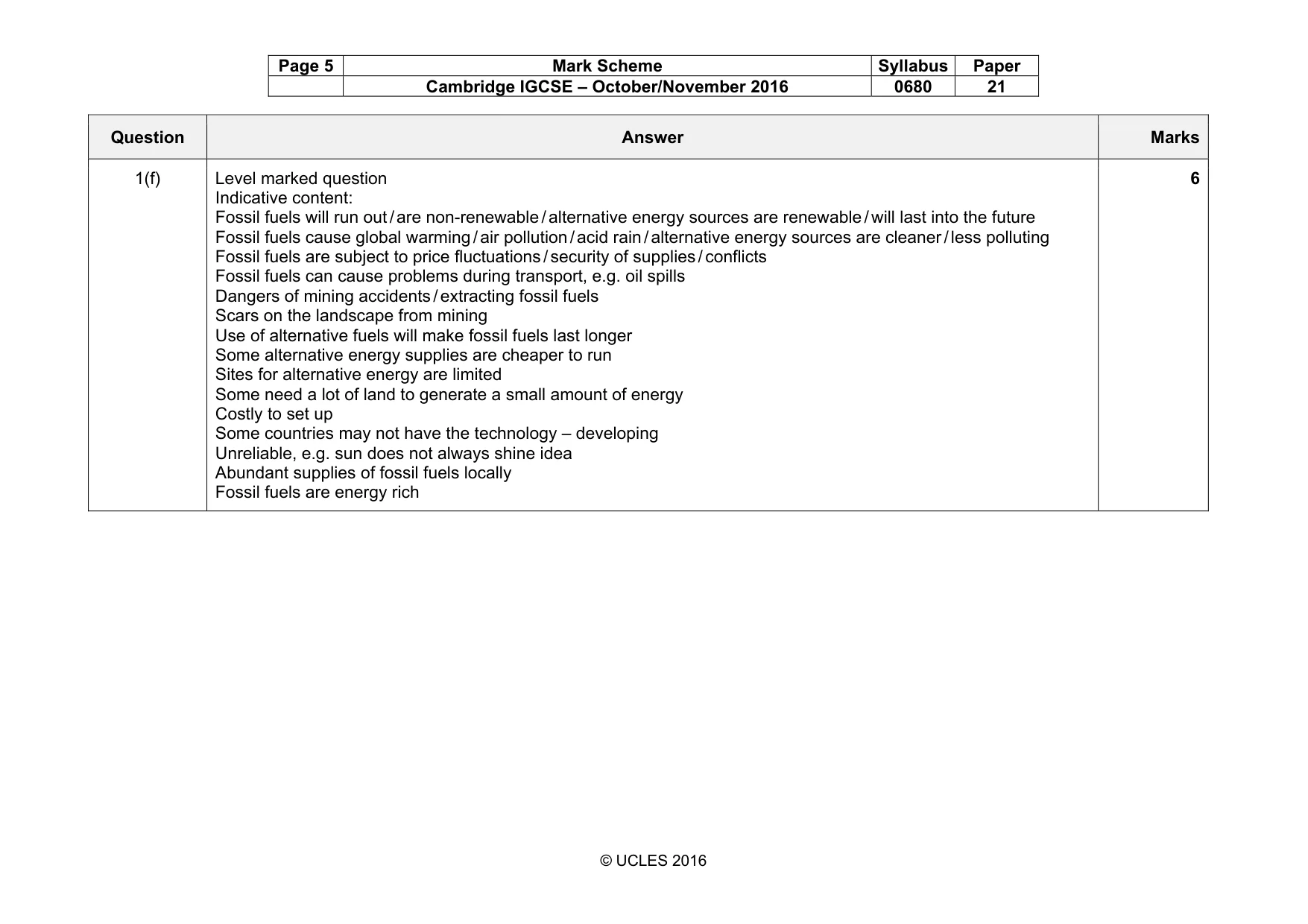 Mark scheme, page 5 of 9
