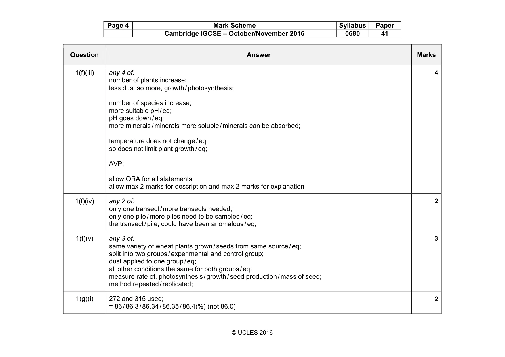 Mark scheme, page 4 of 6
