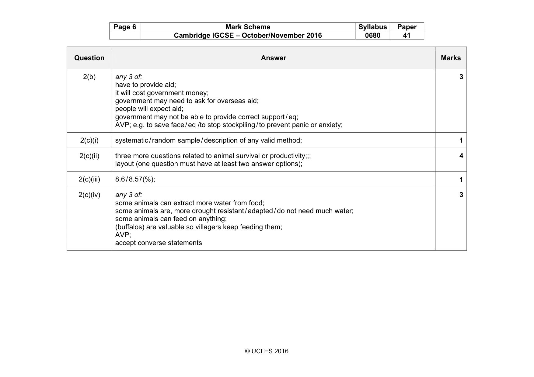 Mark scheme, page 6 of 6