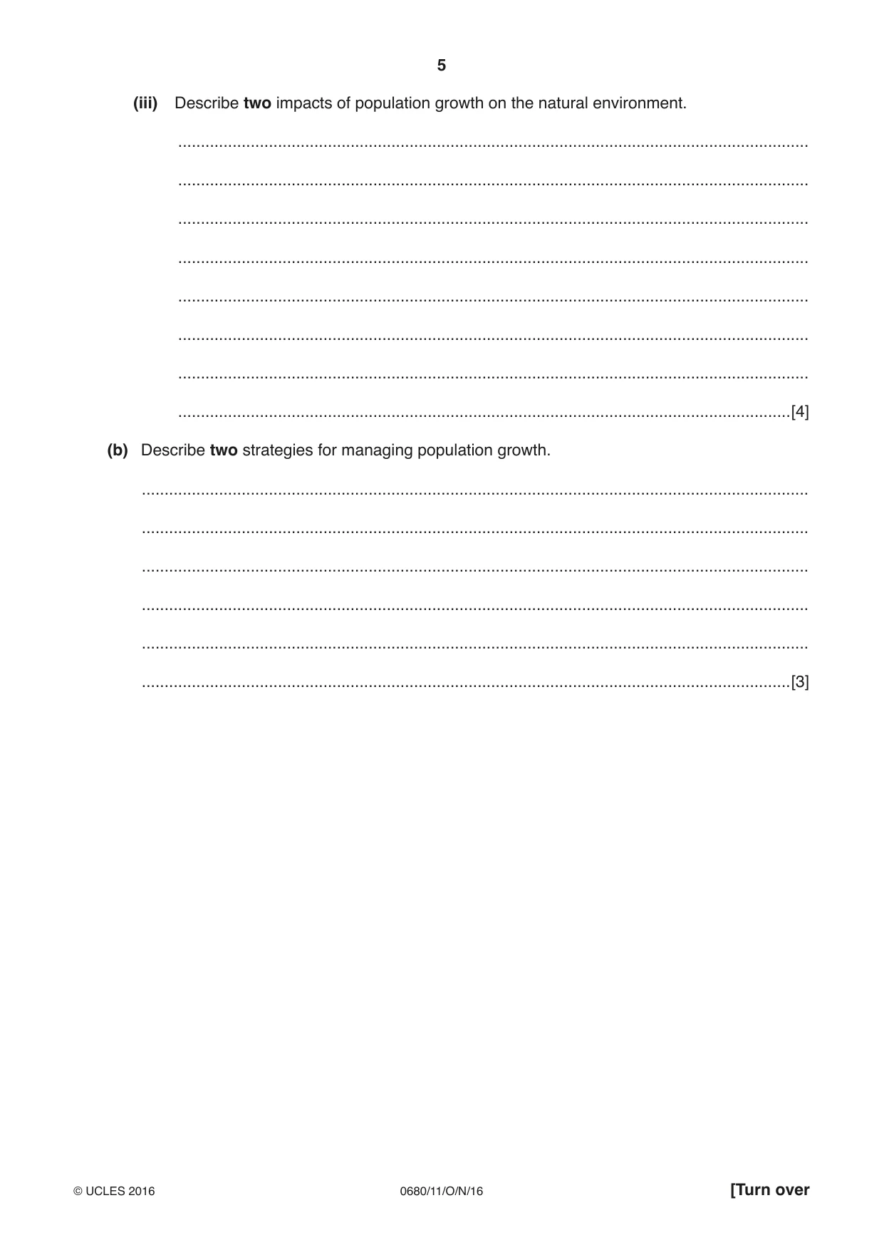 Cambridge IGCSE Environmental Management 0680 2016 Oct/Nov Paper 1 · Variant 1 question paper, page 5 of 16