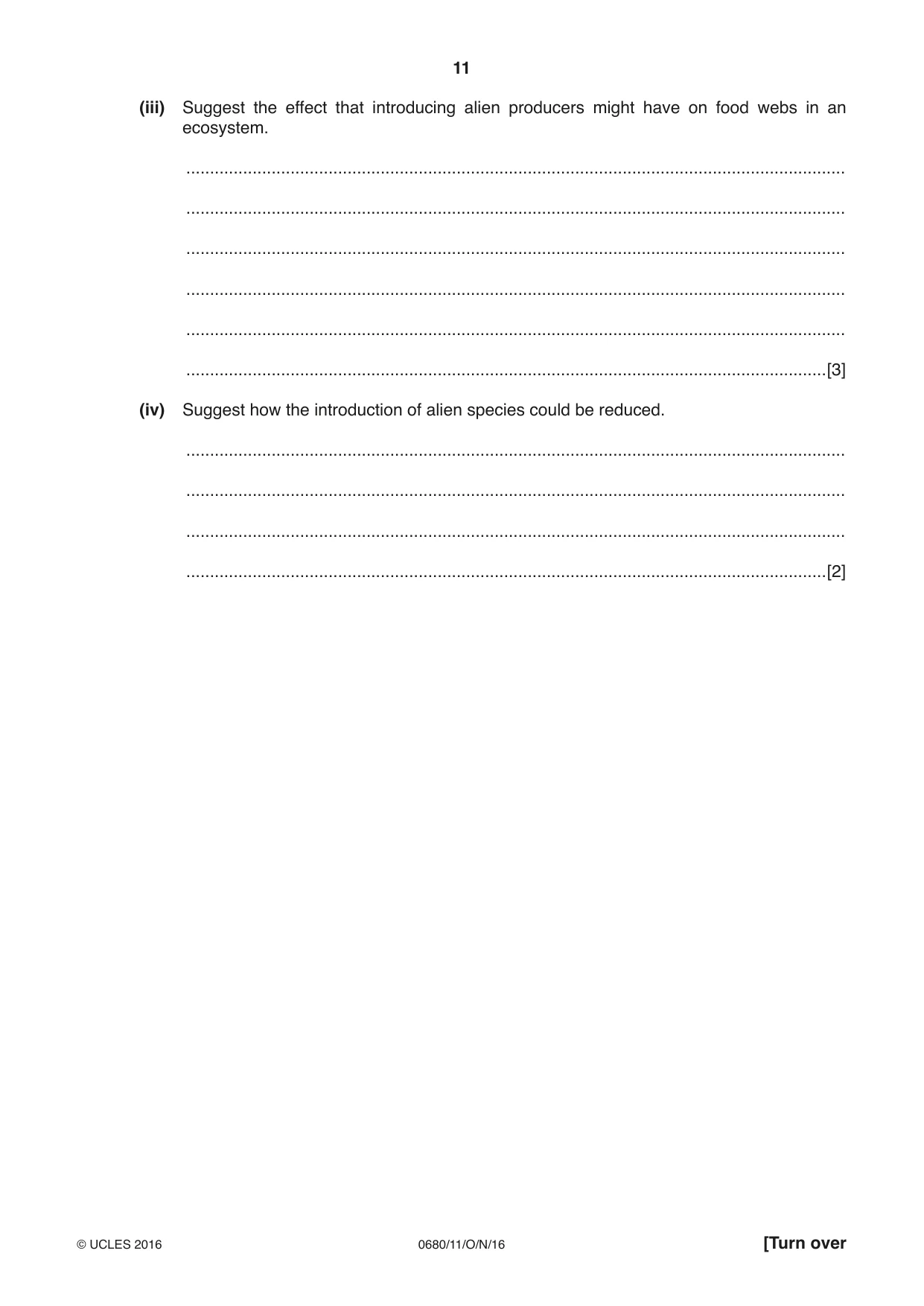 Cambridge IGCSE Environmental Management 0680 2016 Oct/Nov Paper 1 · Variant 1 question paper, page 11 of 16