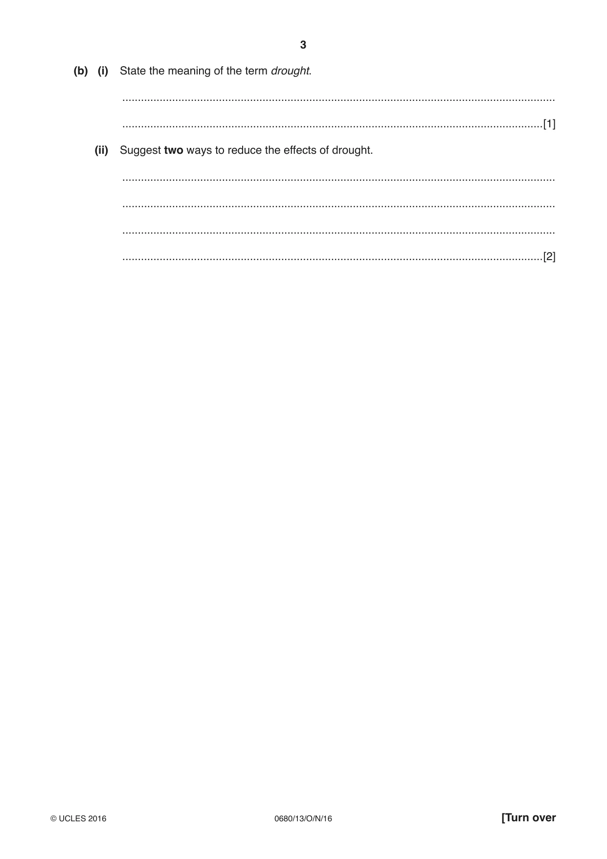 Cambridge IGCSE Environmental Management 0680 2016 Oct/Nov Paper 1 · Variant 3 question paper, page 3 of 16