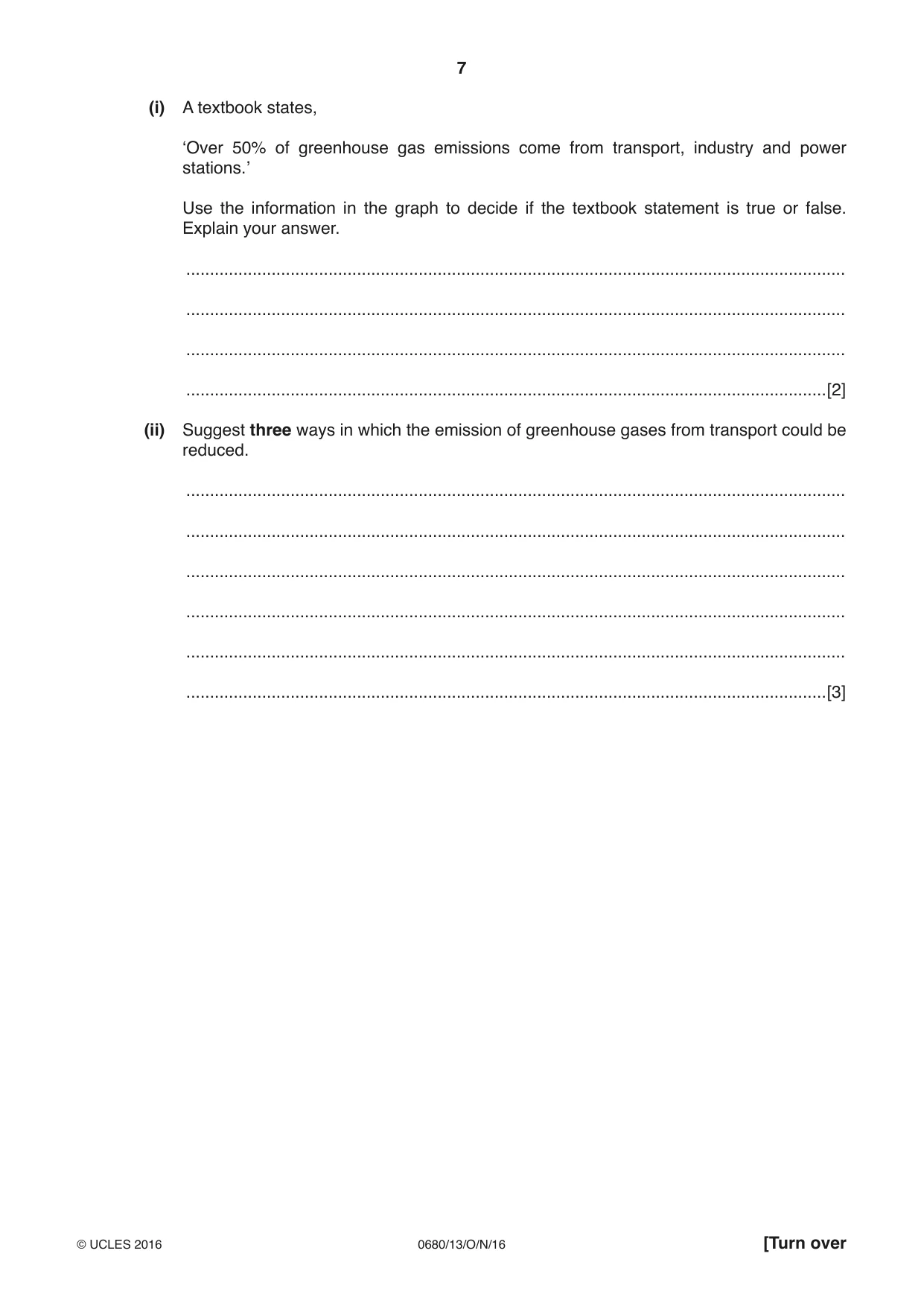 Cambridge IGCSE Environmental Management 0680 2016 Oct/Nov Paper 1 · Variant 3 question paper, page 7 of 16