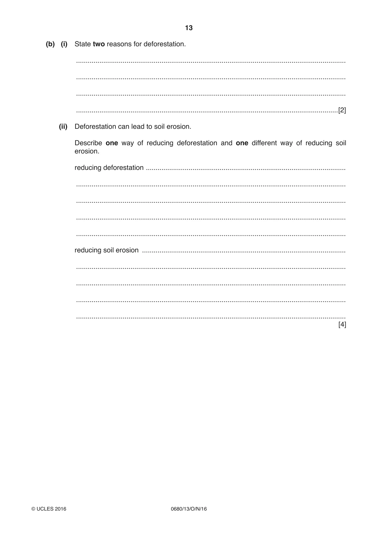 Cambridge IGCSE Environmental Management 0680 2016 Oct/Nov Paper 1 · Variant 3 question paper, page 13 of 16