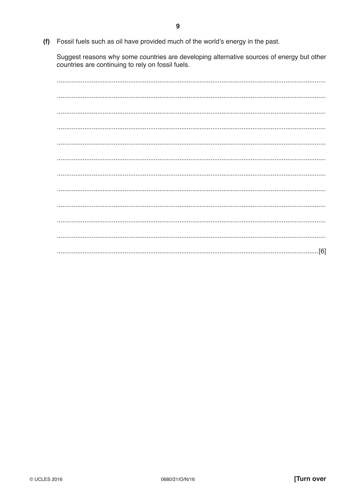 Cambridge IGCSE Environmental Management 0680 2016 Oct/Nov Paper 2 · Variant 1 question paper, page 9 of 16