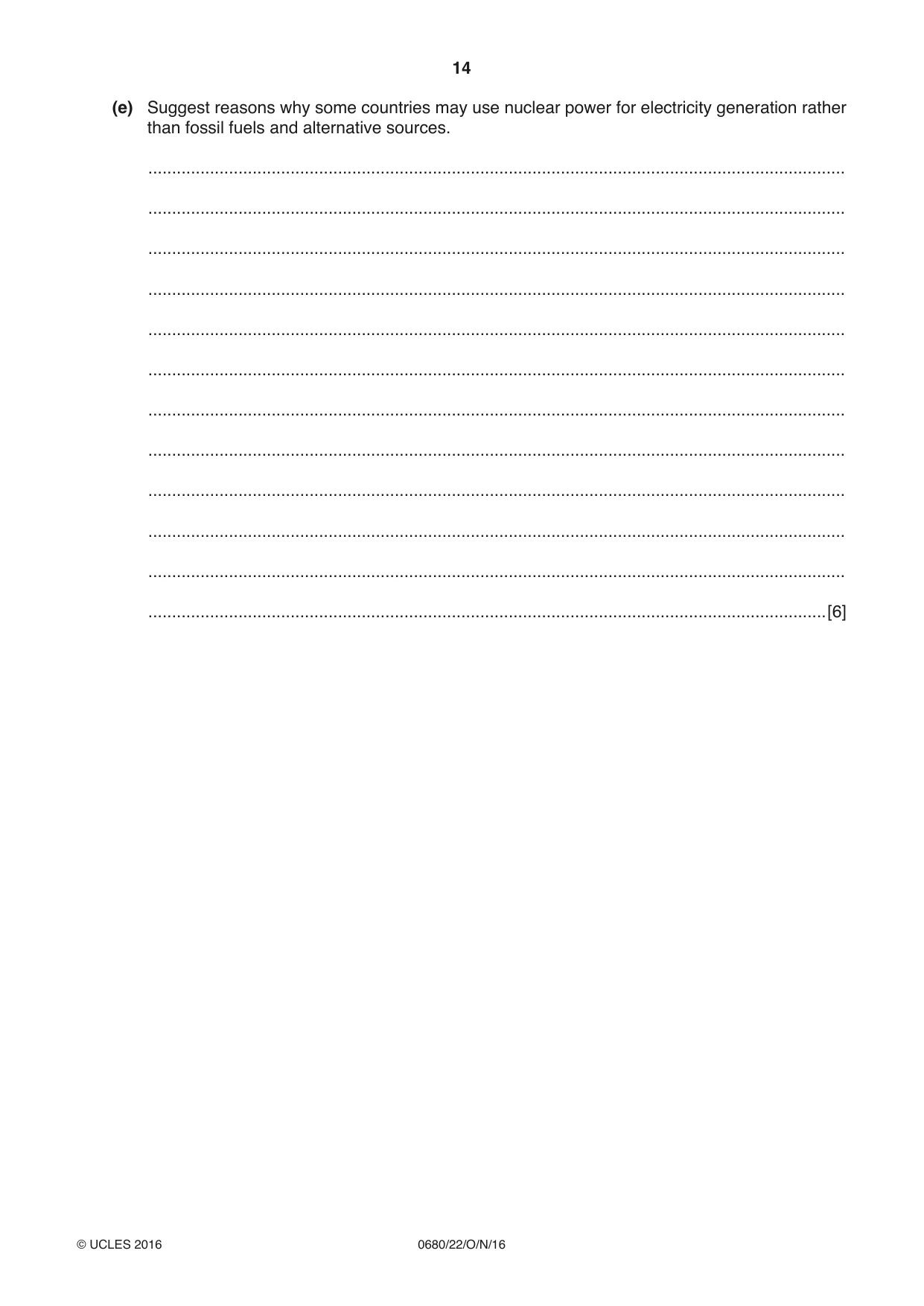 Cambridge IGCSE Environmental Management 0680 2016 Oct/Nov Paper 2 · Variant 2 question paper, page 14 of 16