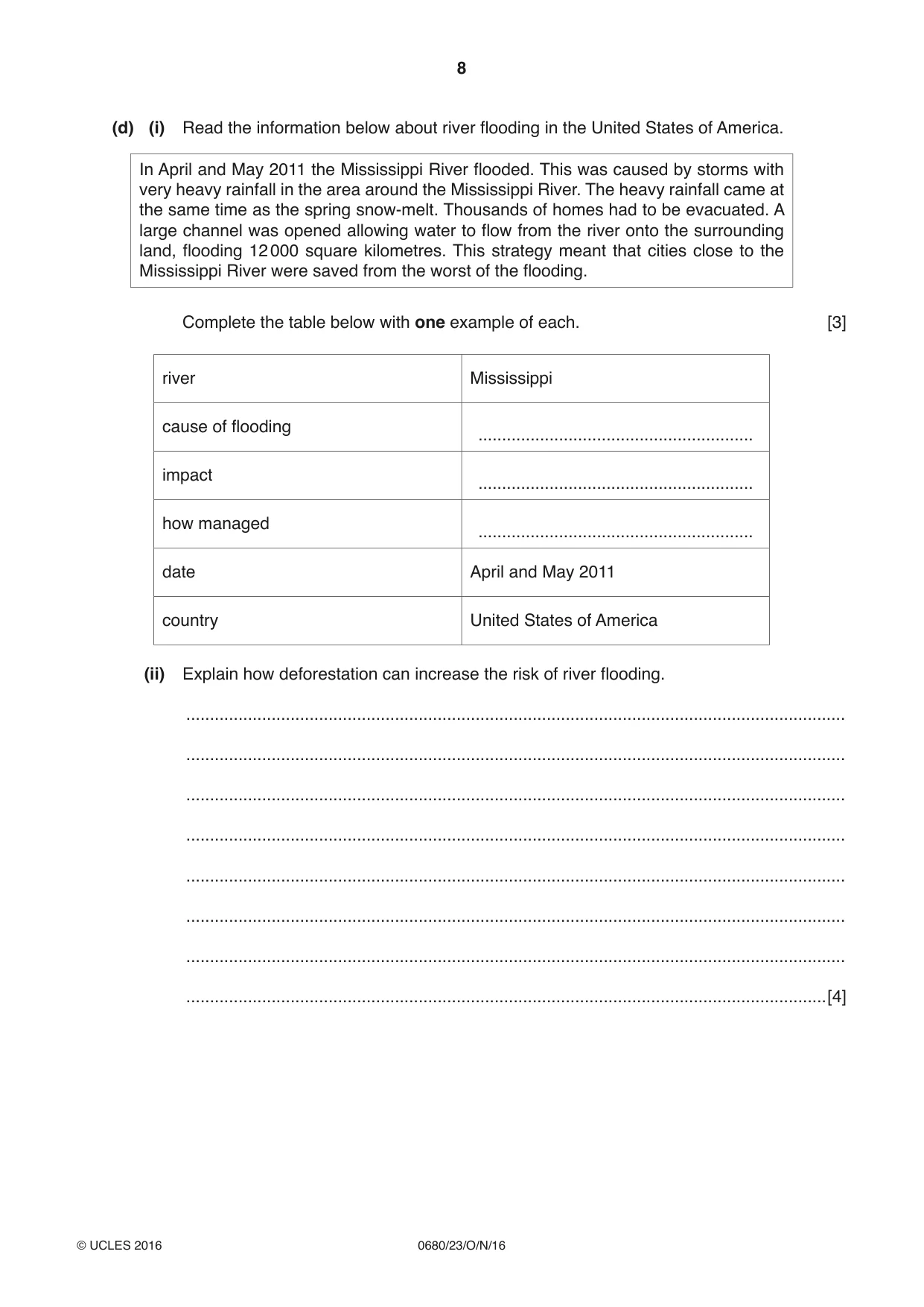 Cambridge IGCSE Environmental Management 0680 2016 Oct/Nov Paper 2 · Variant 3 question paper, page 8 of 16