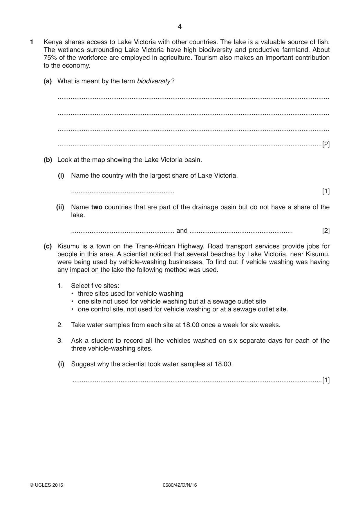 Cambridge IGCSE Environmental Management 0680 2016 Oct/Nov Paper 4 · Variant 2 question paper, page 4 of 16