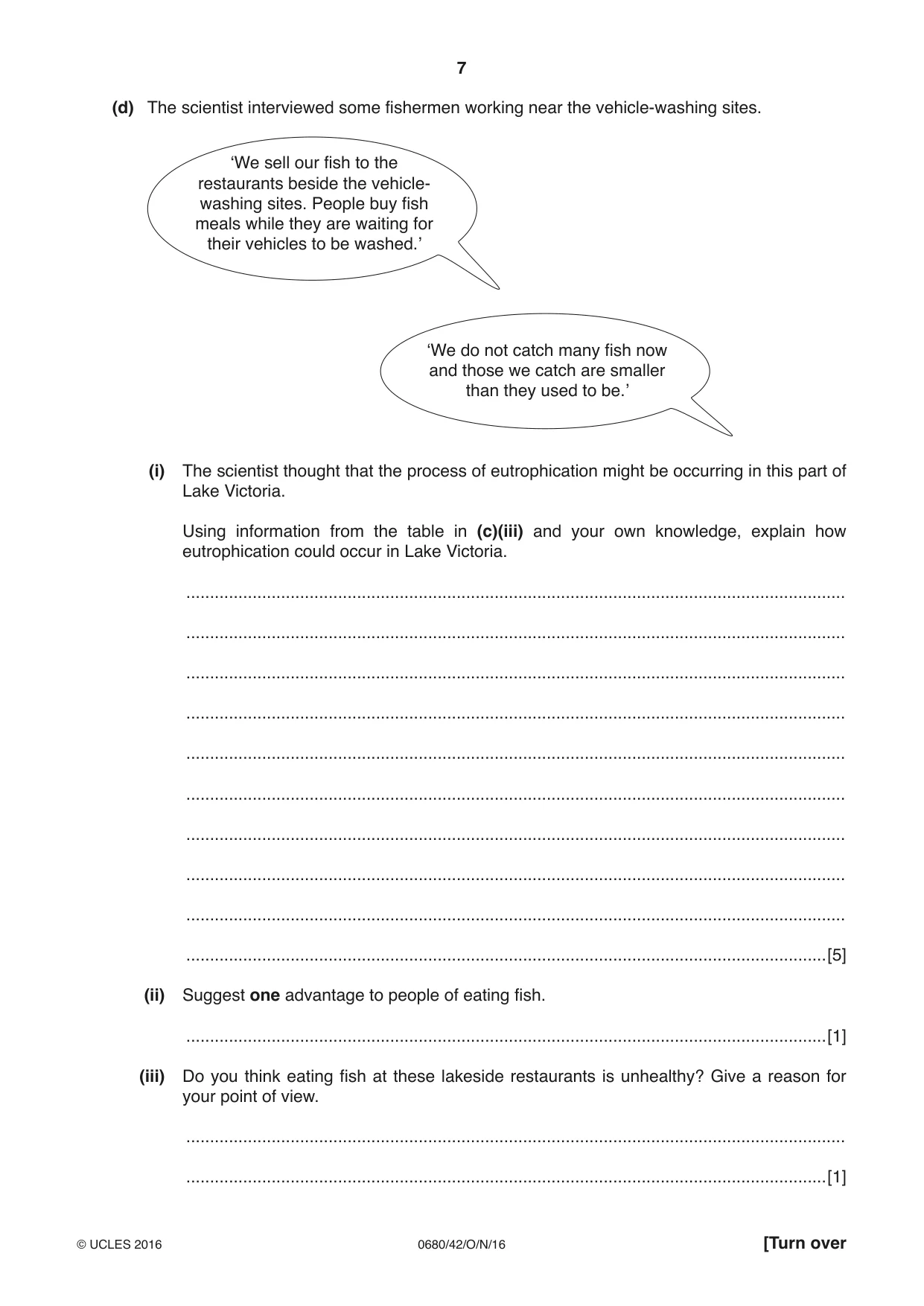 Cambridge IGCSE Environmental Management 0680 2016 Oct/Nov Paper 4 · Variant 2 question paper, page 7 of 16