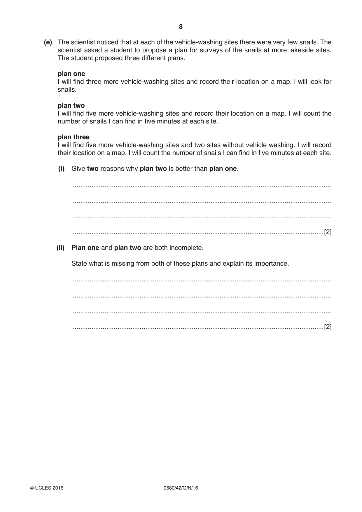 Cambridge IGCSE Environmental Management 0680 2016 Oct/Nov Paper 4 · Variant 2 question paper, page 8 of 16