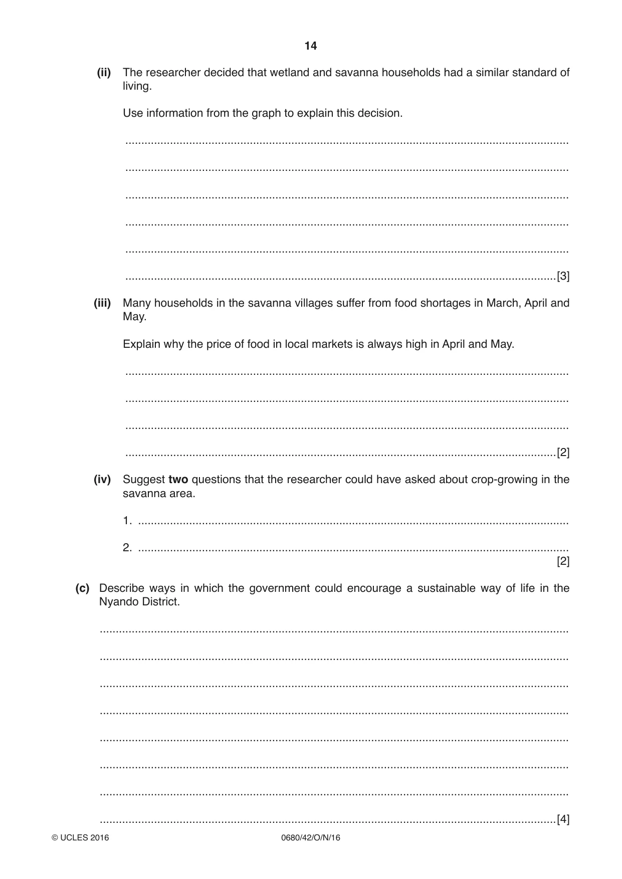 Cambridge IGCSE Environmental Management 0680 2016 Oct/Nov Paper 4 · Variant 2 question paper, page 14 of 16
