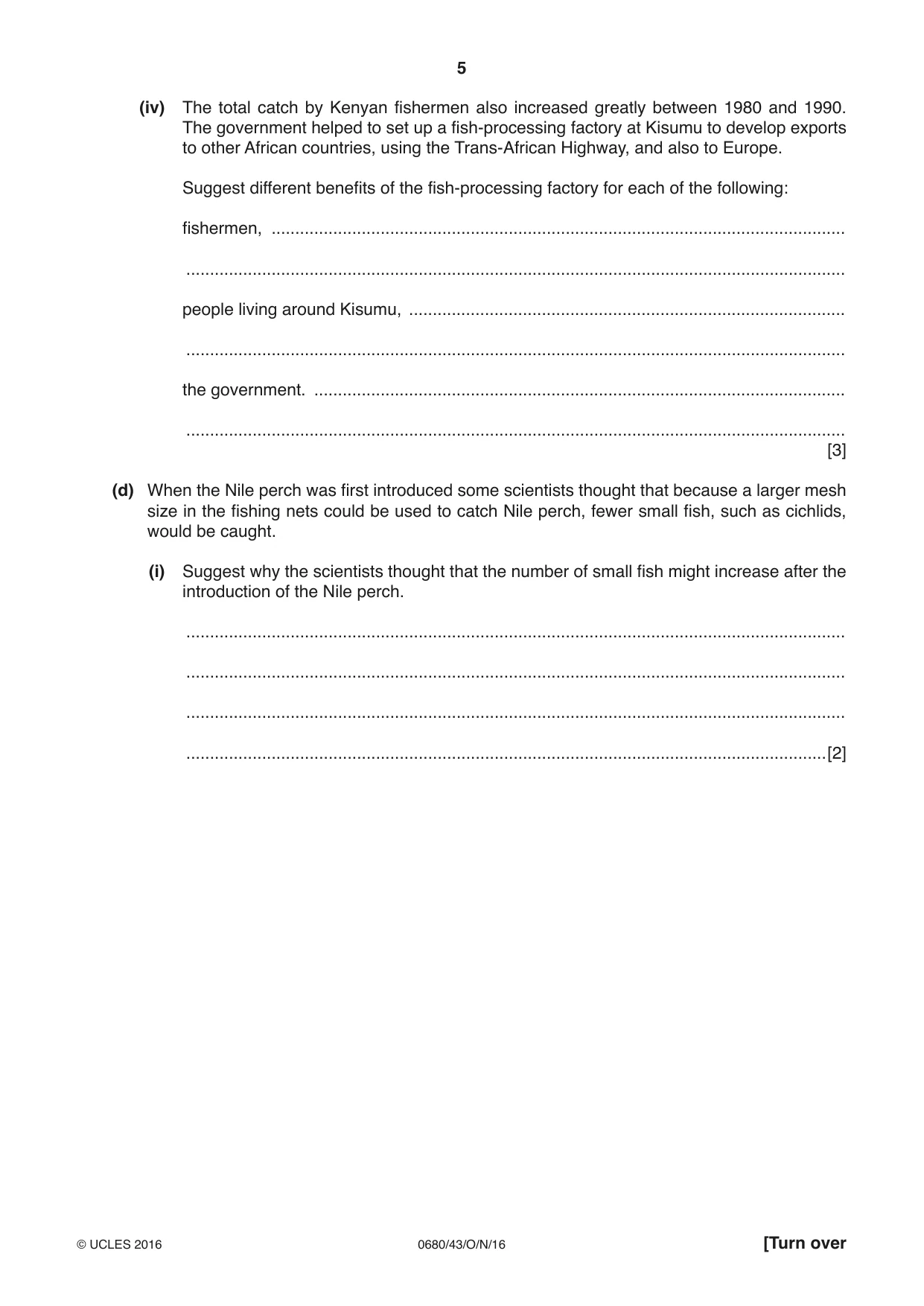 Cambridge IGCSE Environmental Management 0680 2016 Oct/Nov Paper 4 · Variant 3 question paper, page 5 of 16