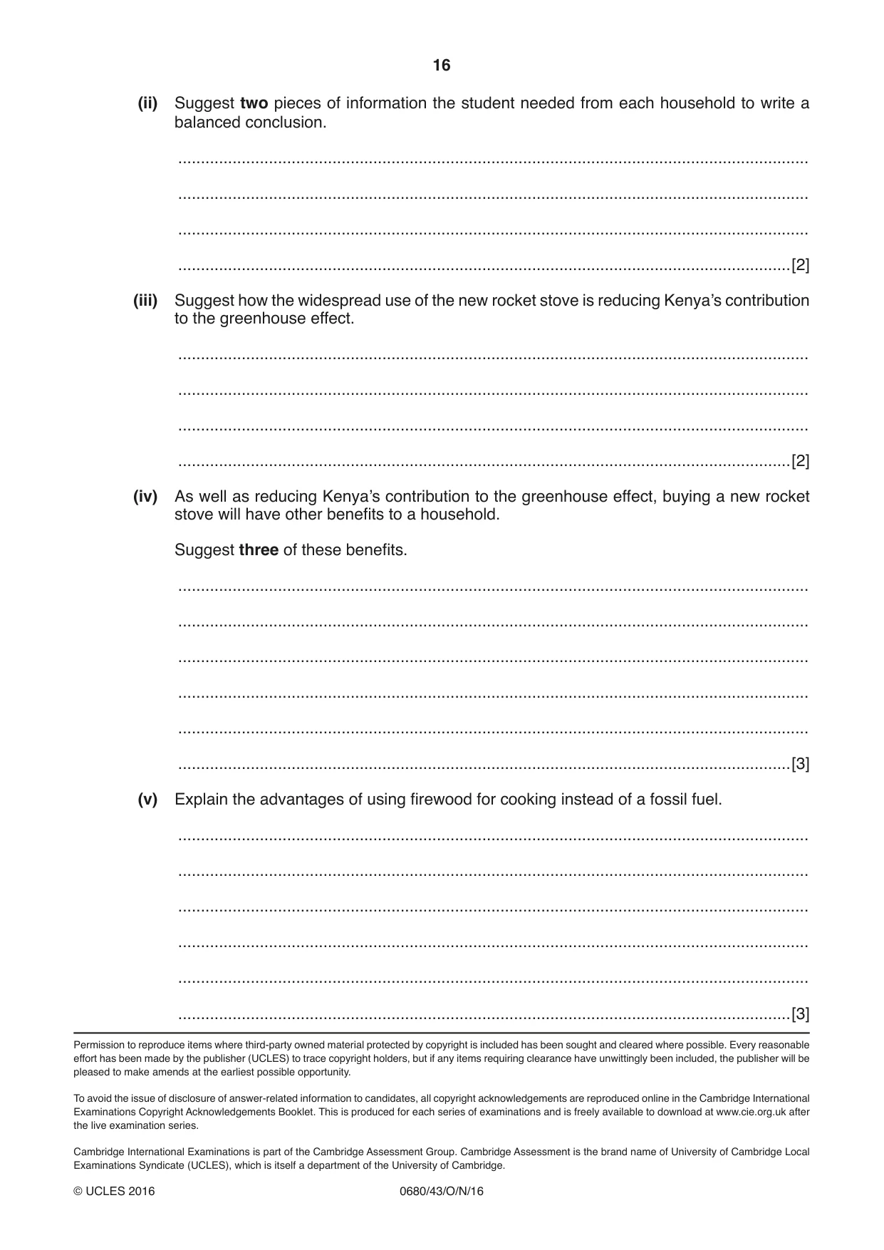Cambridge IGCSE Environmental Management 0680 2016 Oct/Nov Paper 4 · Variant 3 question paper, page 16 of 16