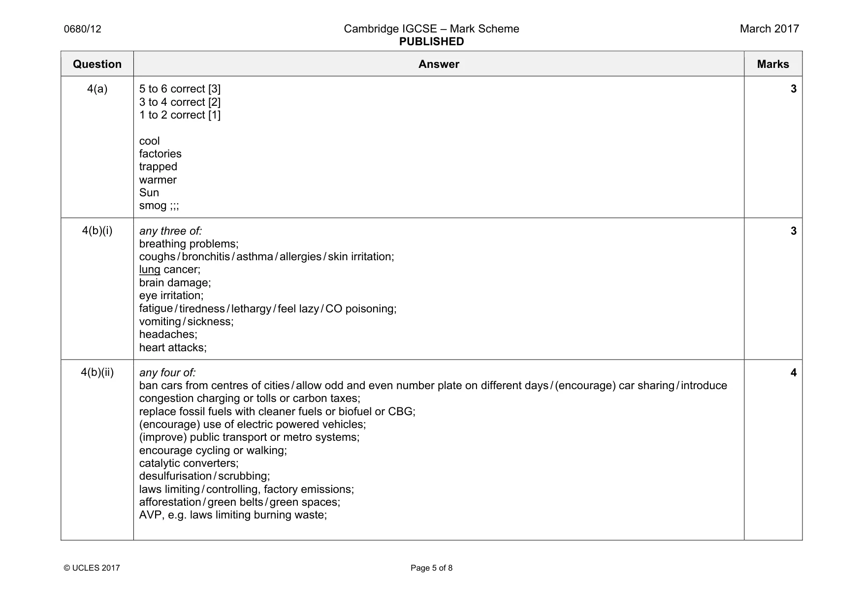Mark scheme, page 5 of 8