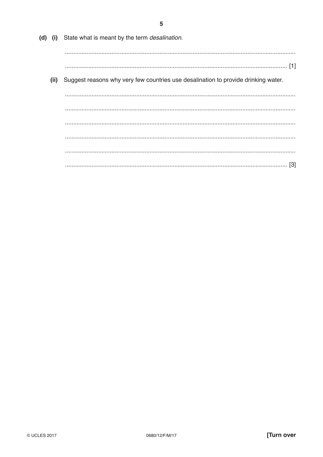 Cambridge IGCSE Environmental Management 0680 2017 Feb/March Paper 1 · Variant 2 question paper, page 5 of 16