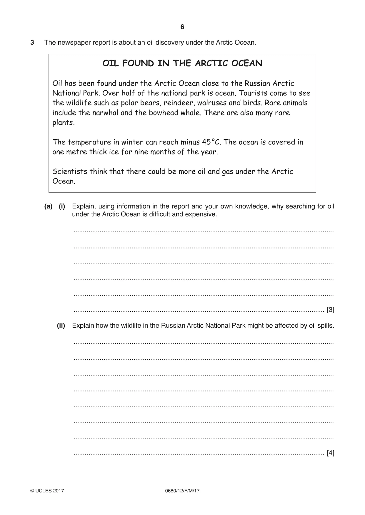Cambridge IGCSE Environmental Management 0680 2017 Feb/March Paper 1 · Variant 2 question paper, page 6 of 16