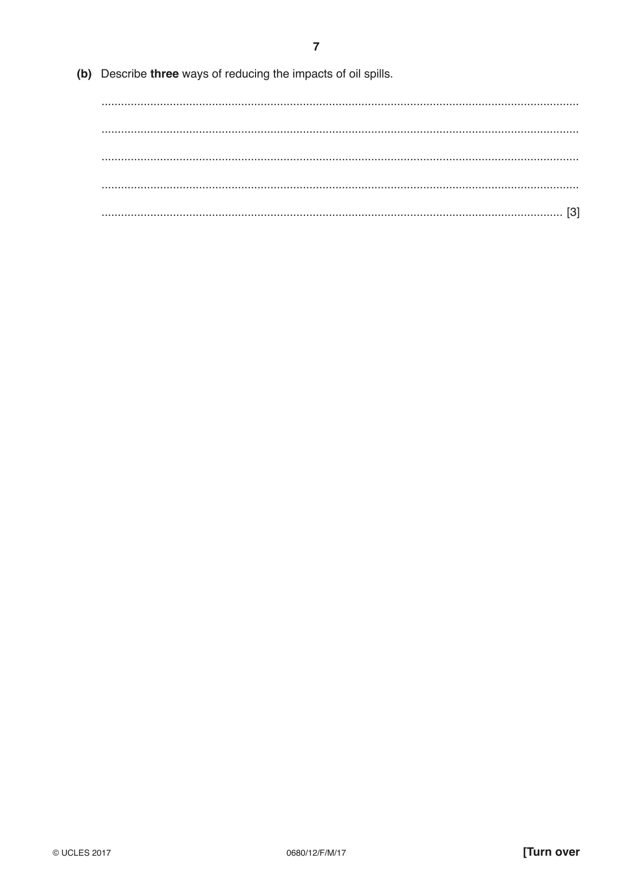 Cambridge IGCSE Environmental Management 0680 2017 Feb/March Paper 1 · Variant 2 question paper, page 7 of 16