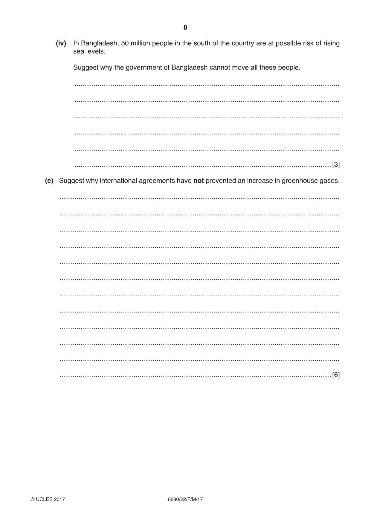 Cambridge IGCSE Environmental Management 0680 2017 Feb/March Paper 2 · Variant 2 question paper, page 8 of 16