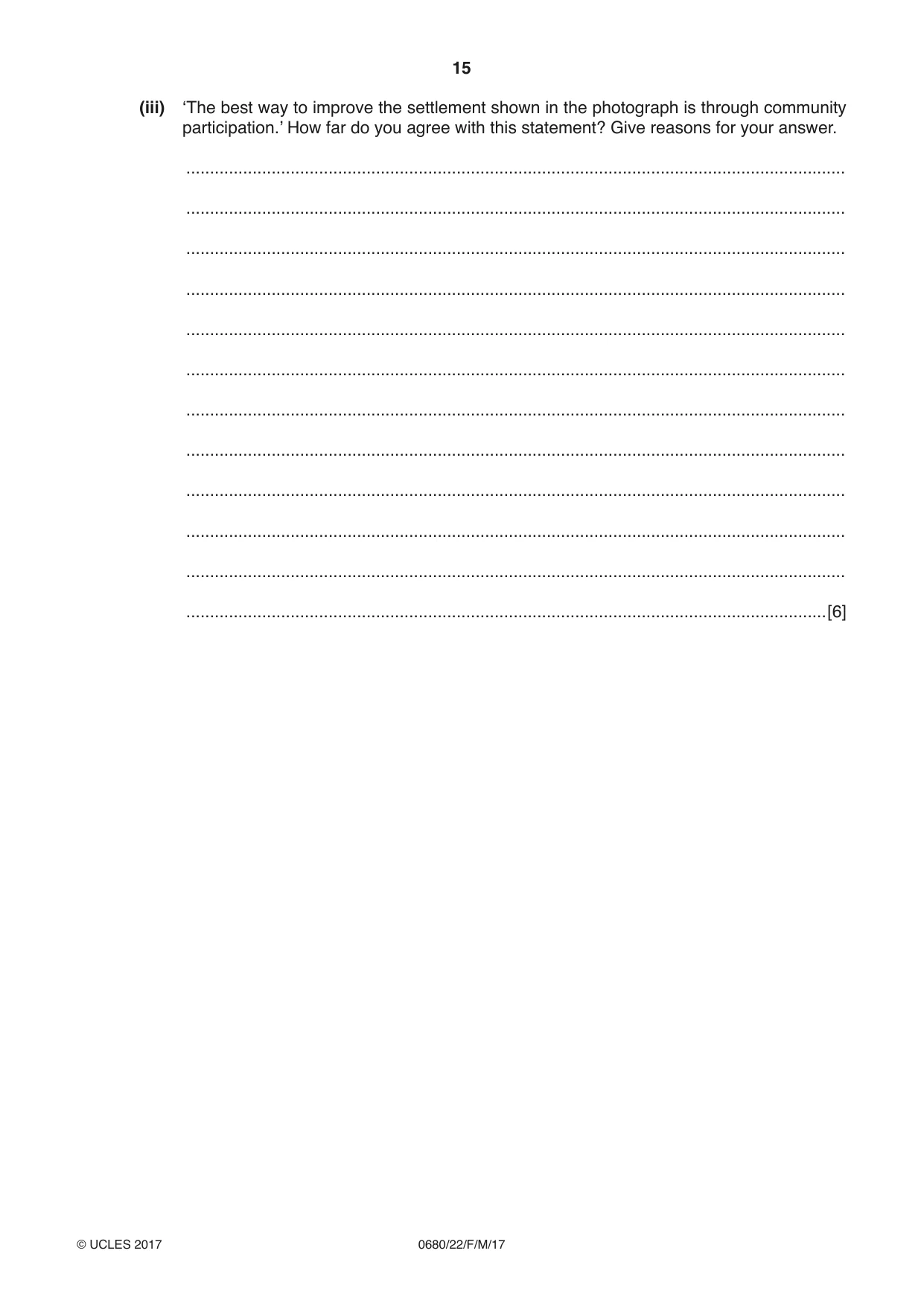 Cambridge IGCSE Environmental Management 0680 2017 Feb/March Paper 2 · Variant 2 question paper, page 15 of 16