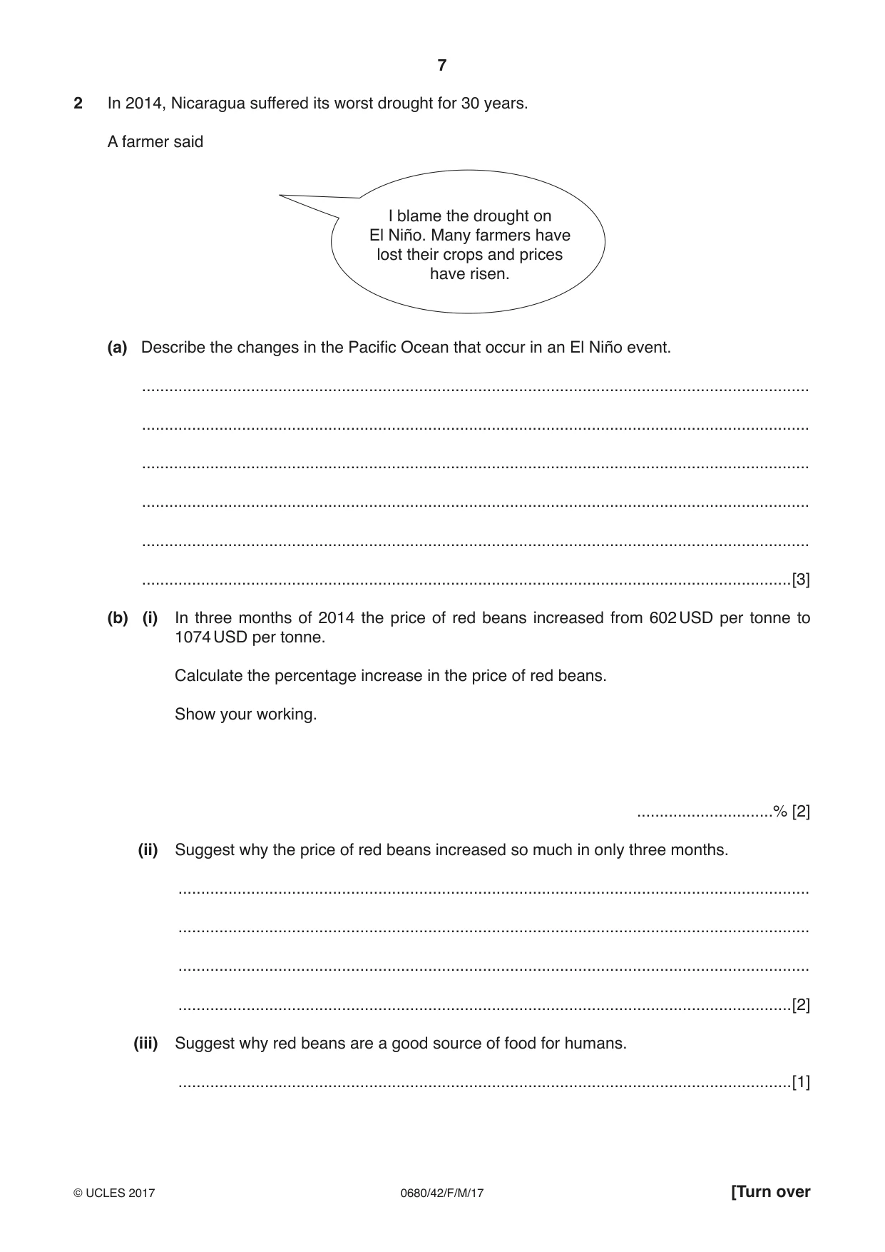 Cambridge IGCSE Environmental Management 0680 2017 Feb/March Paper 4 · Variant 2 question paper, page 7 of 16