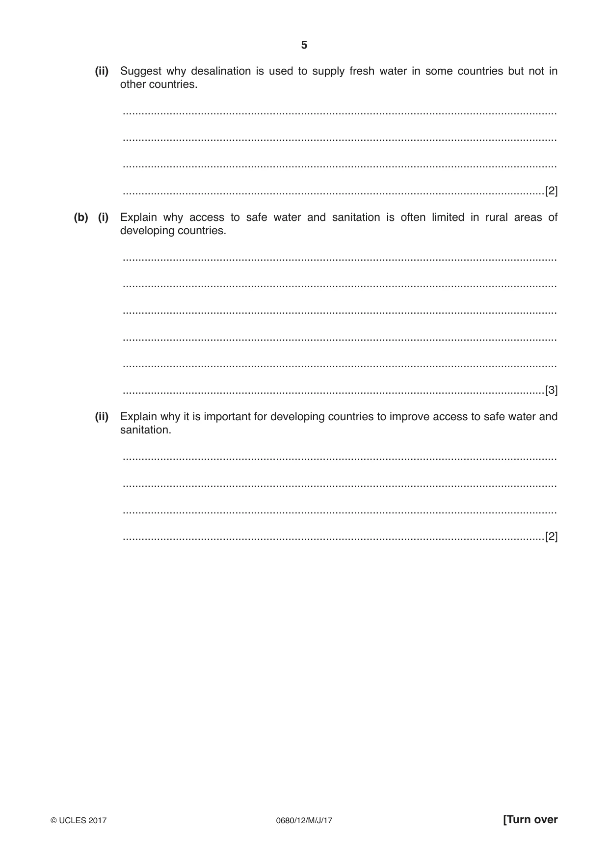 Cambridge IGCSE Environmental Management 0680 2017 May/June Paper 1 · Variant 2 question paper, page 5 of 16