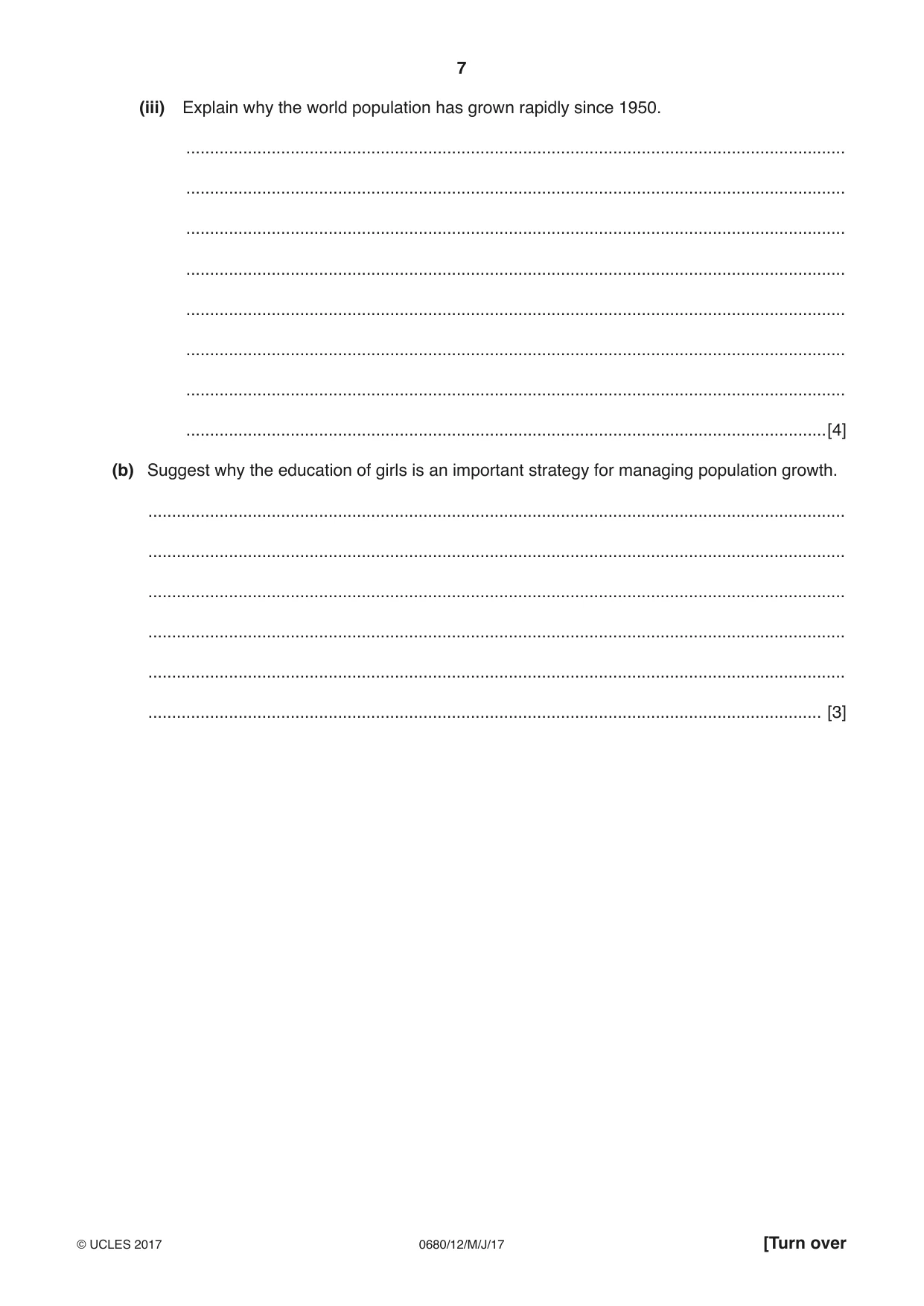 Cambridge IGCSE Environmental Management 0680 2017 May/June Paper 1 · Variant 2 question paper, page 7 of 16
