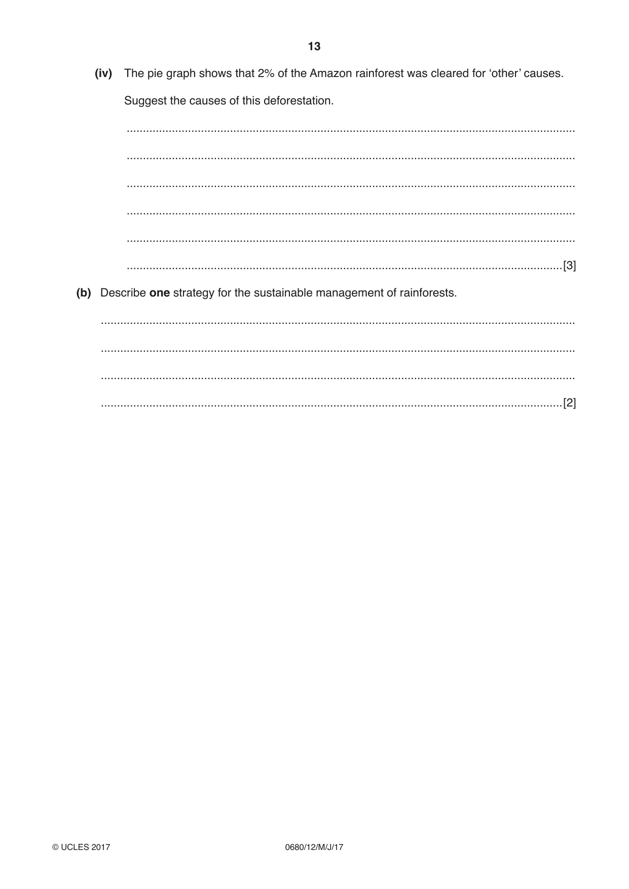 Cambridge IGCSE Environmental Management 0680 2017 May/June Paper 1 · Variant 2 question paper, page 13 of 16