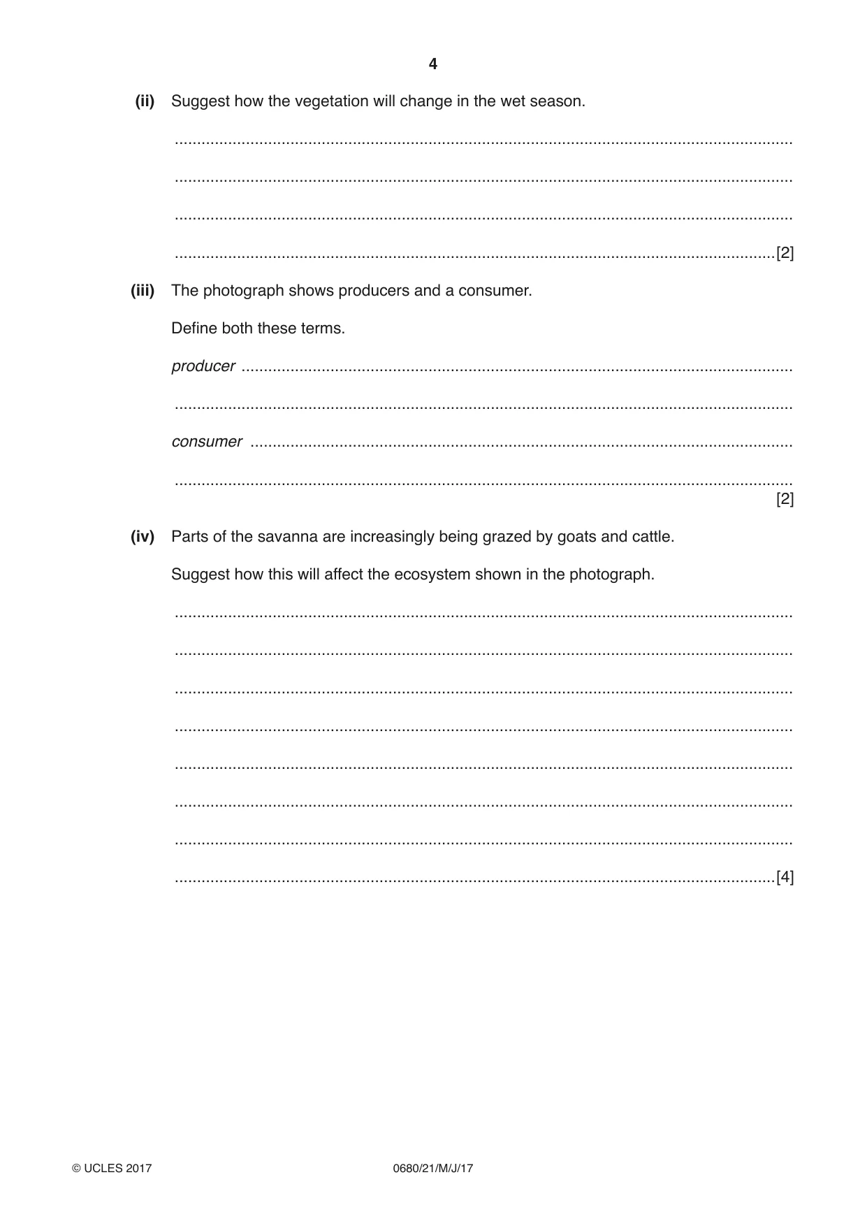 Cambridge IGCSE Environmental Management 0680 2017 May/June Paper 2 · Variant 1 question paper, page 4 of 16