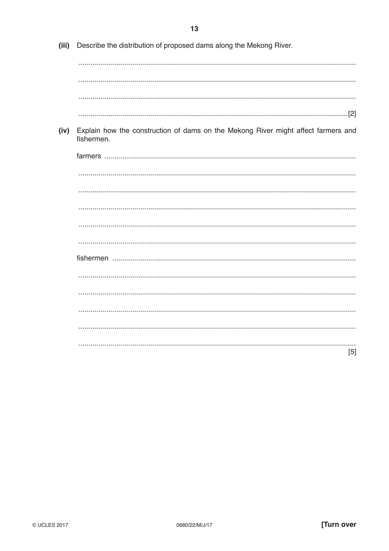 Cambridge IGCSE Environmental Management 0680 2017 May/June Paper 2 · Variant 2 question paper, page 13 of 16