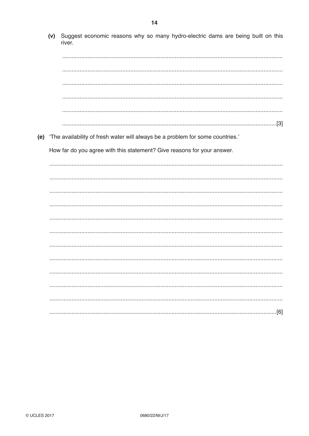 Cambridge IGCSE Environmental Management 0680 2017 May/June Paper 2 · Variant 2 question paper, page 14 of 16