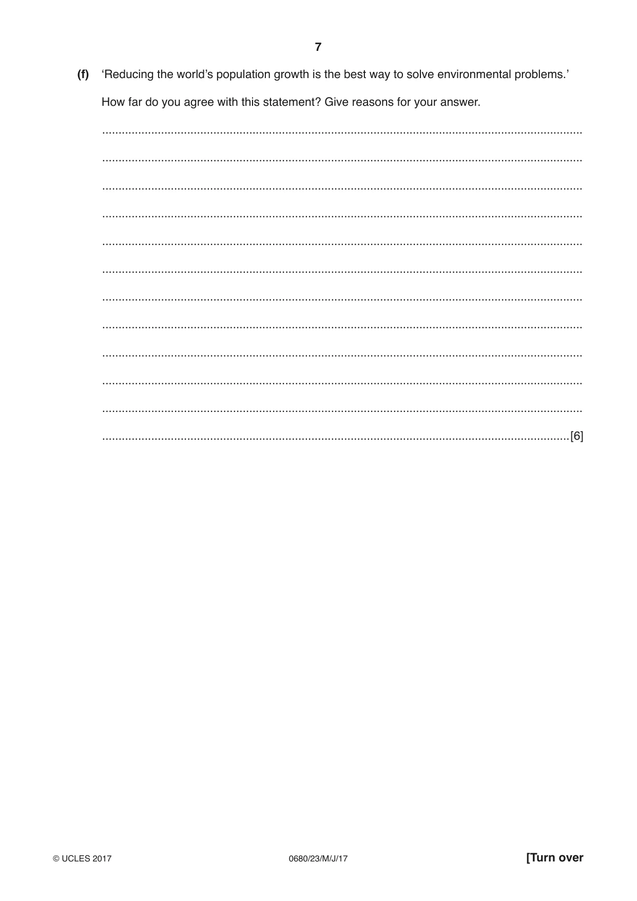 Cambridge IGCSE Environmental Management 0680 2017 May/June Paper 2 · Variant 3 question paper, page 7 of 16