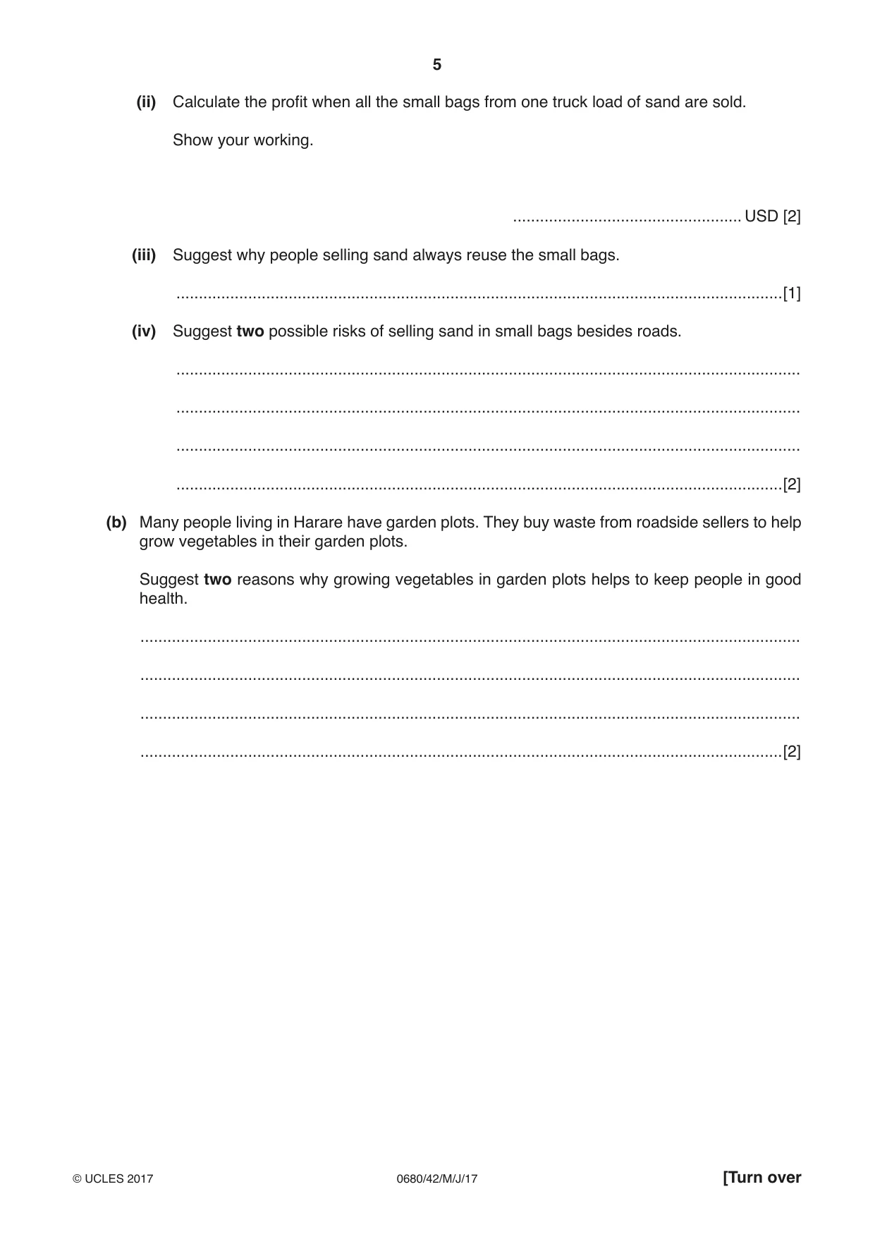 Cambridge IGCSE Environmental Management 0680 2017 May/June Paper 4 · Variant 2 question paper, page 5 of 20
