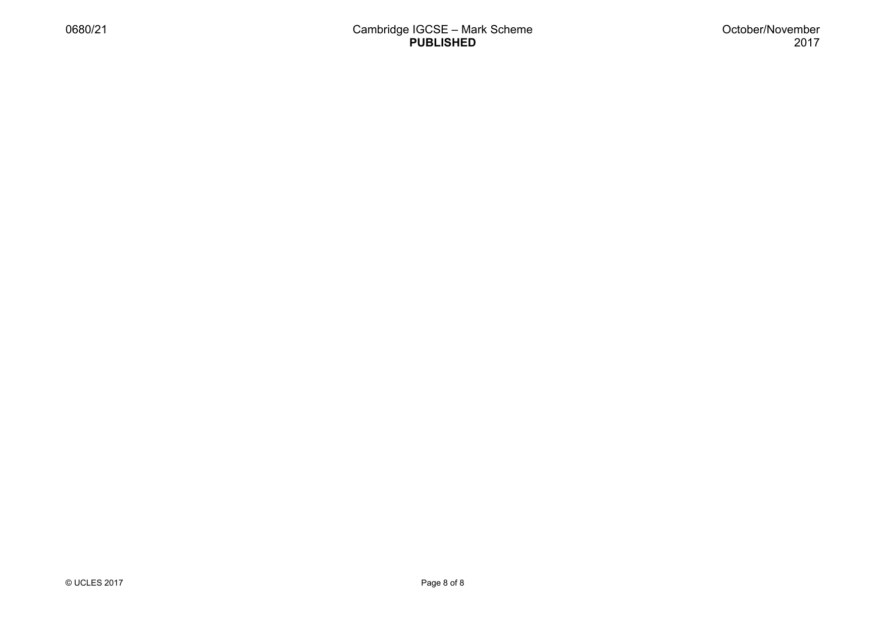Mark scheme, page 8 of 8