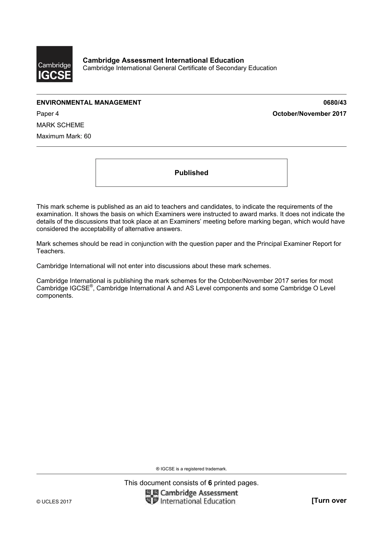 Mark scheme, page 1 of 6
