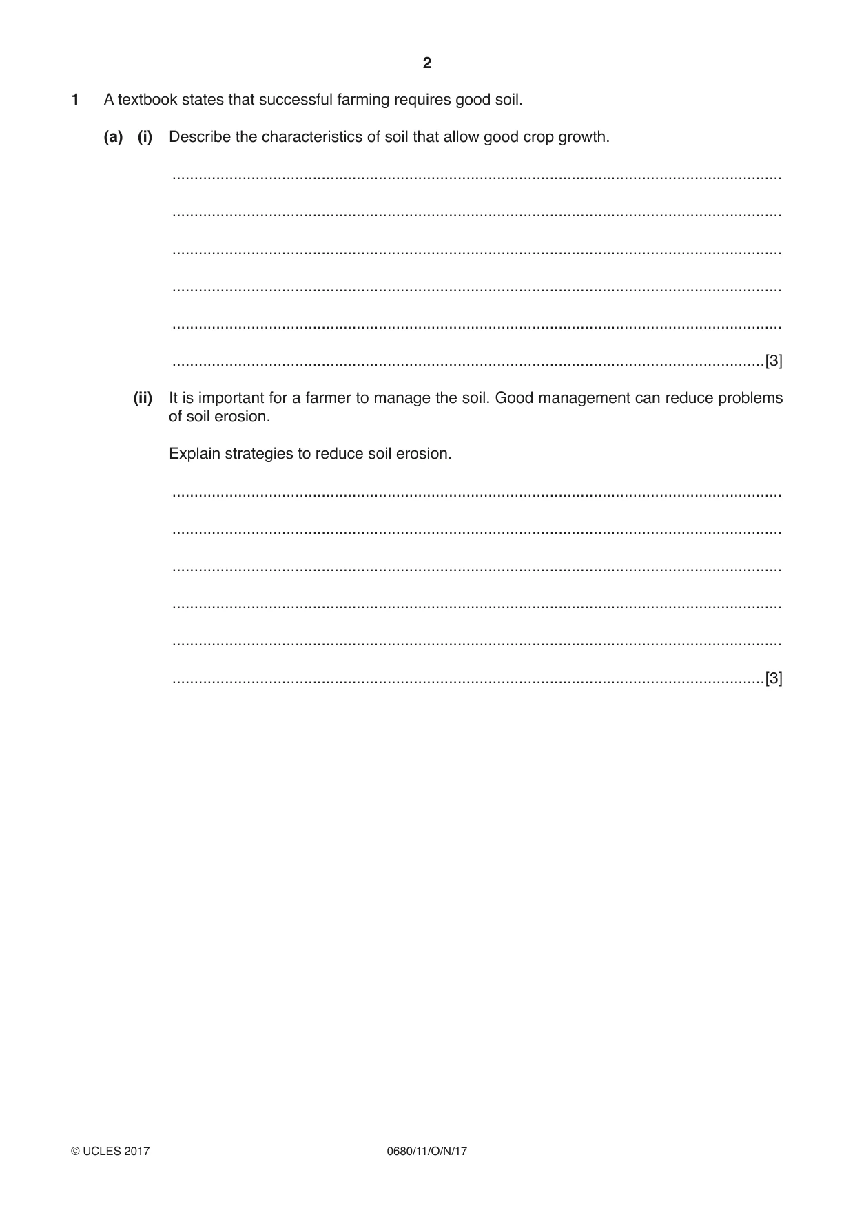 Cambridge IGCSE Environmental Management 0680 2017 Oct/Nov Paper 1 · Variant 1 question paper, page 2 of 16