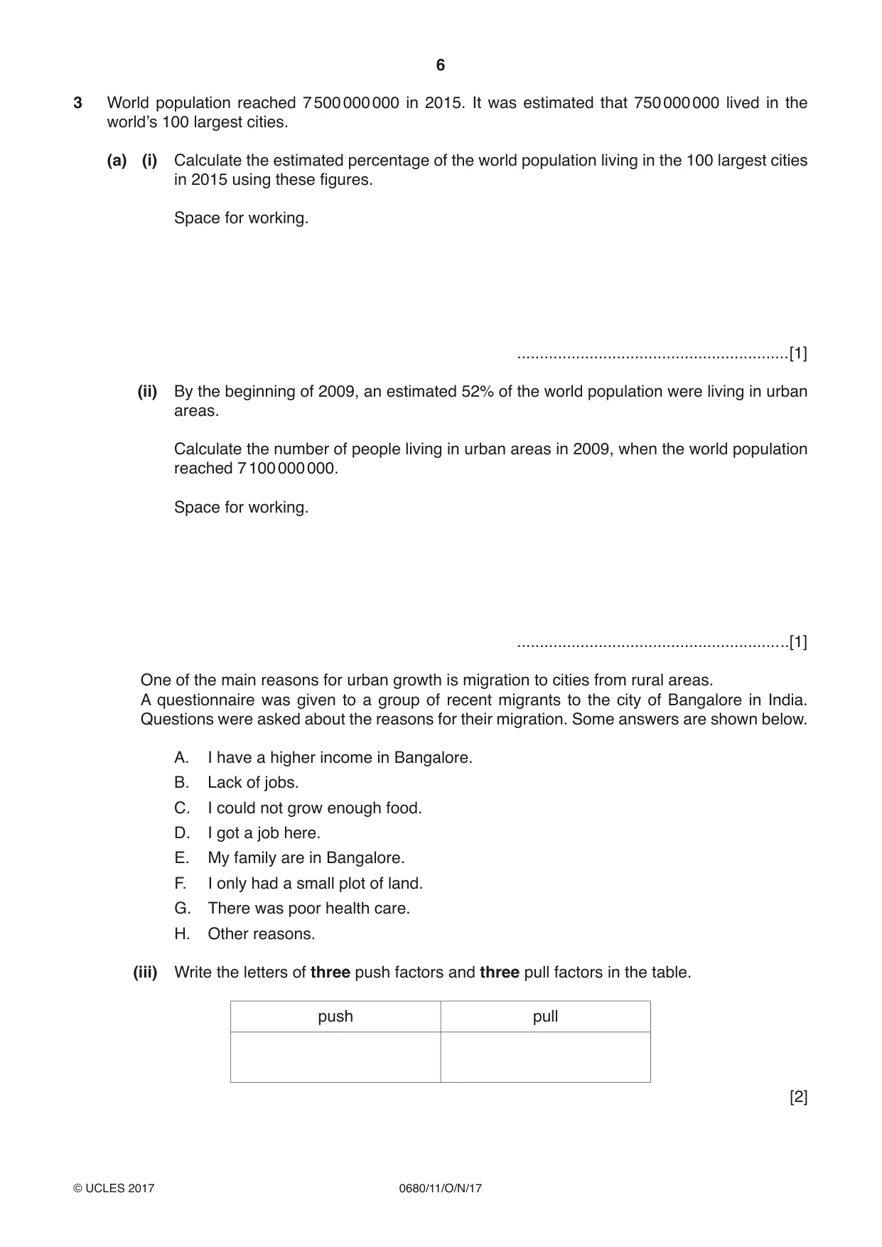 Cambridge IGCSE Environmental Management 0680 2017 Oct/Nov Paper 1 · Variant 1 question paper, page 6 of 16