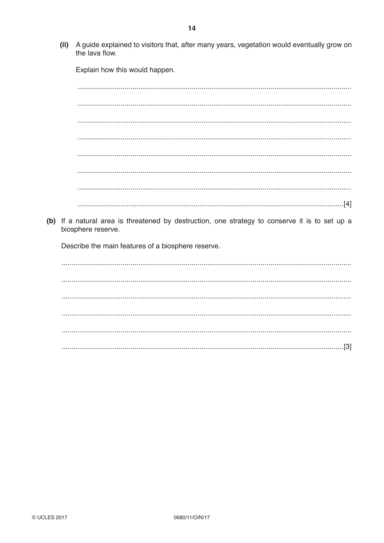 Cambridge IGCSE Environmental Management 0680 2017 Oct/Nov Paper 1 · Variant 1 question paper, page 14 of 16